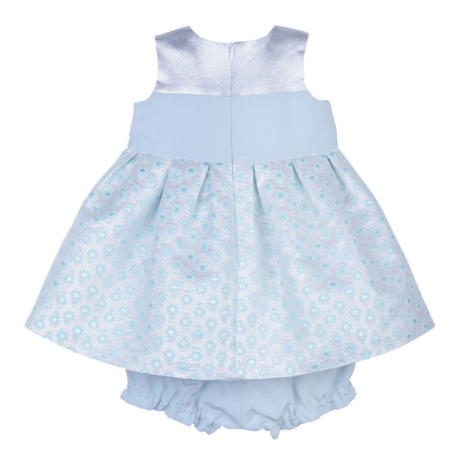 Baby Girls Silver&Mint Blue Embroidered Mini Meadow Bodice Dress - CÉMAROSE | Children's Fashion Store - 2