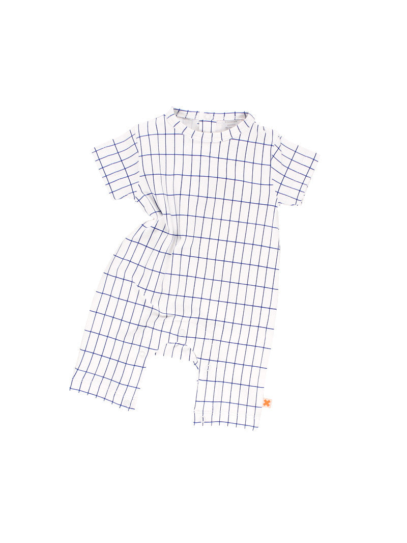 Baby Blue & White Check Babysuit