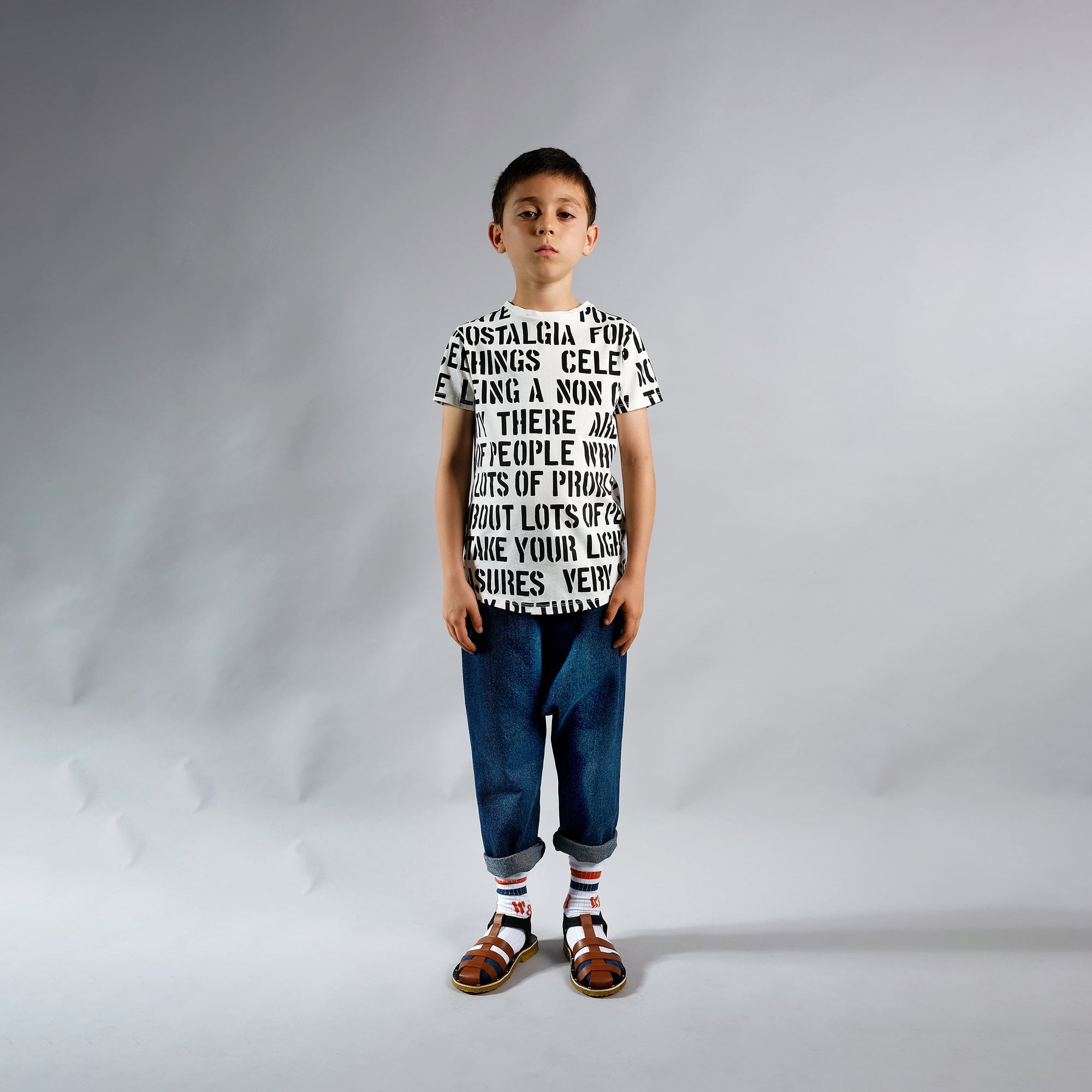 Girls White Printed Cotton T-shirt