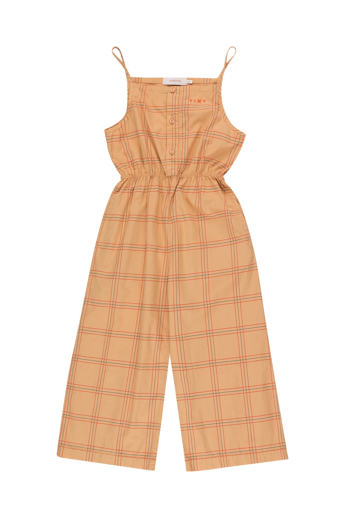 Girls Toffee Check Cotton Jumpsuit