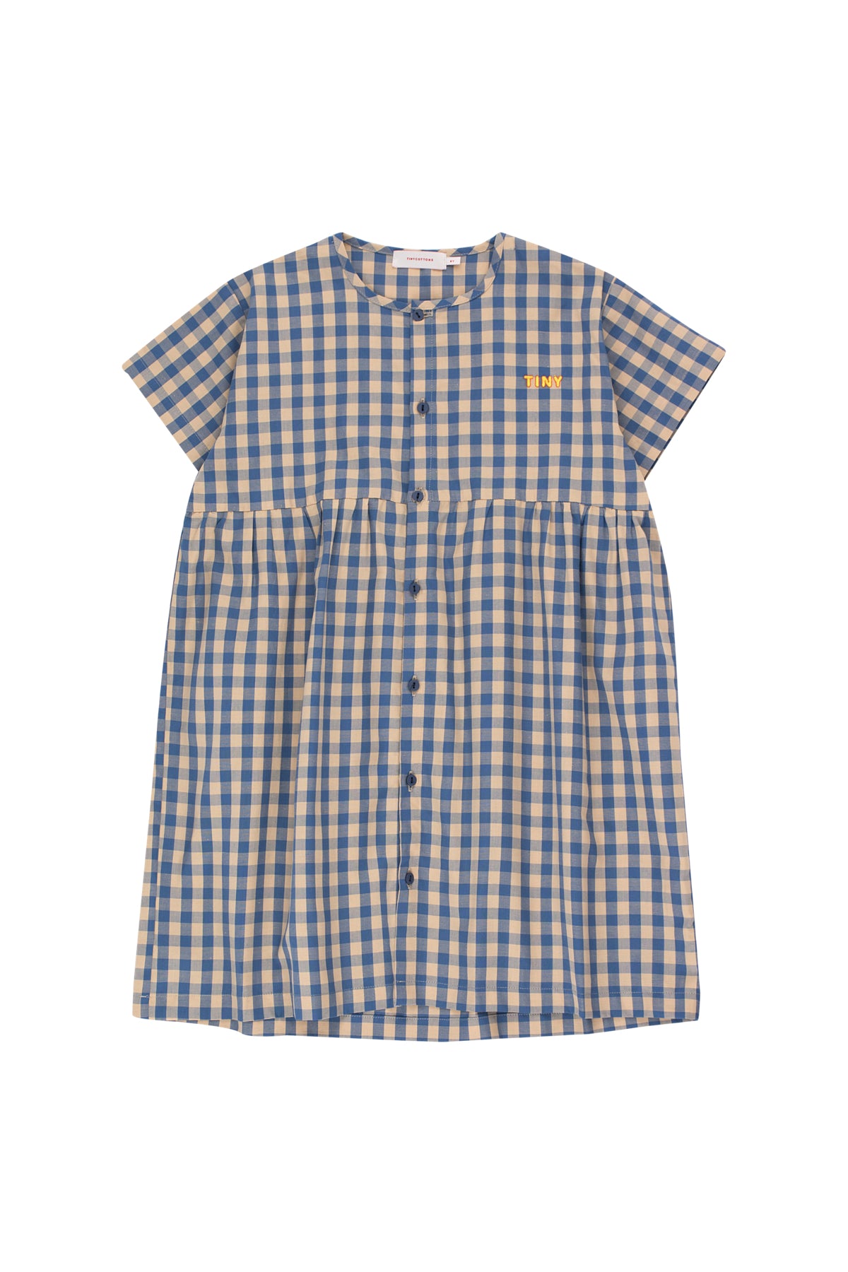 Girls Blue & Light Yellow Check Cotton Dress