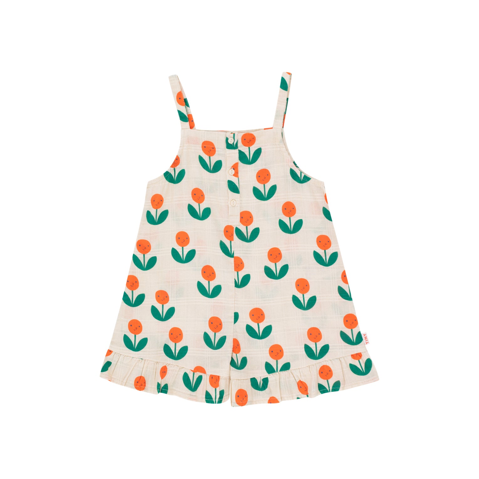 Girls Cream Flower Cotton Jumpsuit