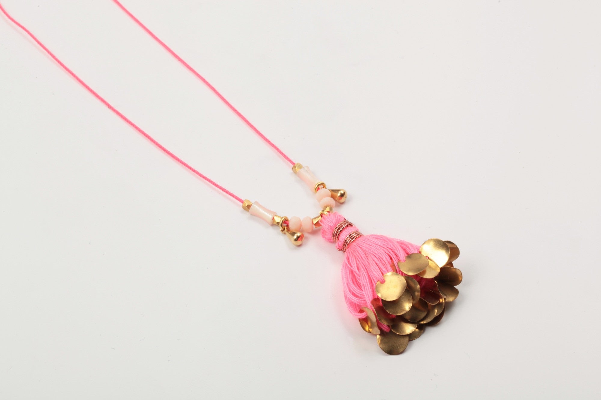 Girl Pink Tassel 'Surat' Necklace - CÉMAROSE | Children's Fashion Store - 1