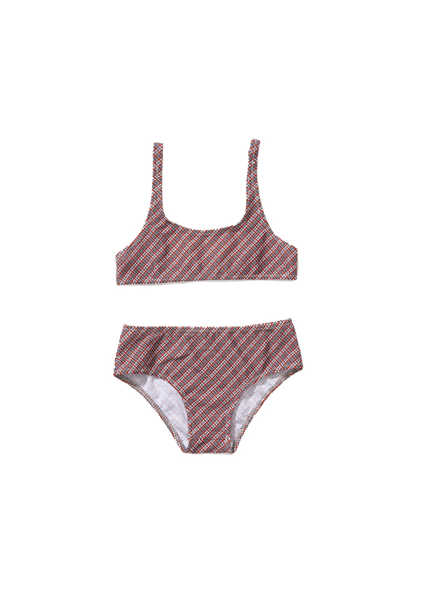 Girls Terracotta Check Bikini
