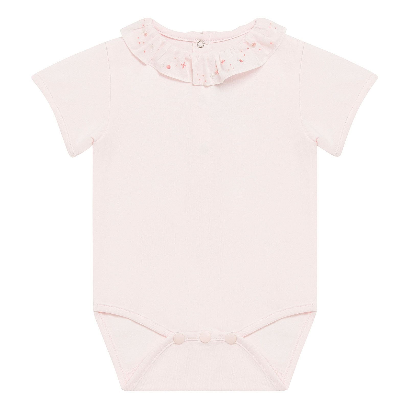 Baby Girls Light Pink Cotton Embroidered Collar Bodysuit - CÉMAROSE | Children's Fashion Store