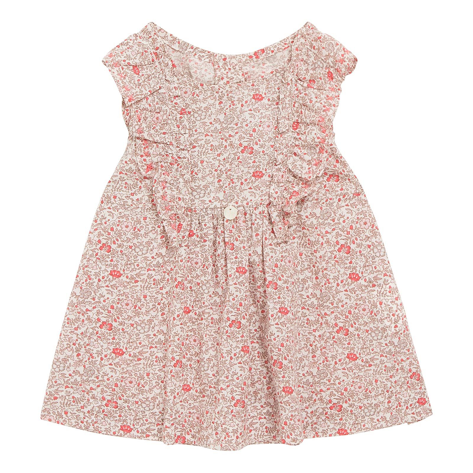 Baby Girls Pink Cotton Floral Printed Trims Dress - CÉMAROSE | Children's Fashion Store