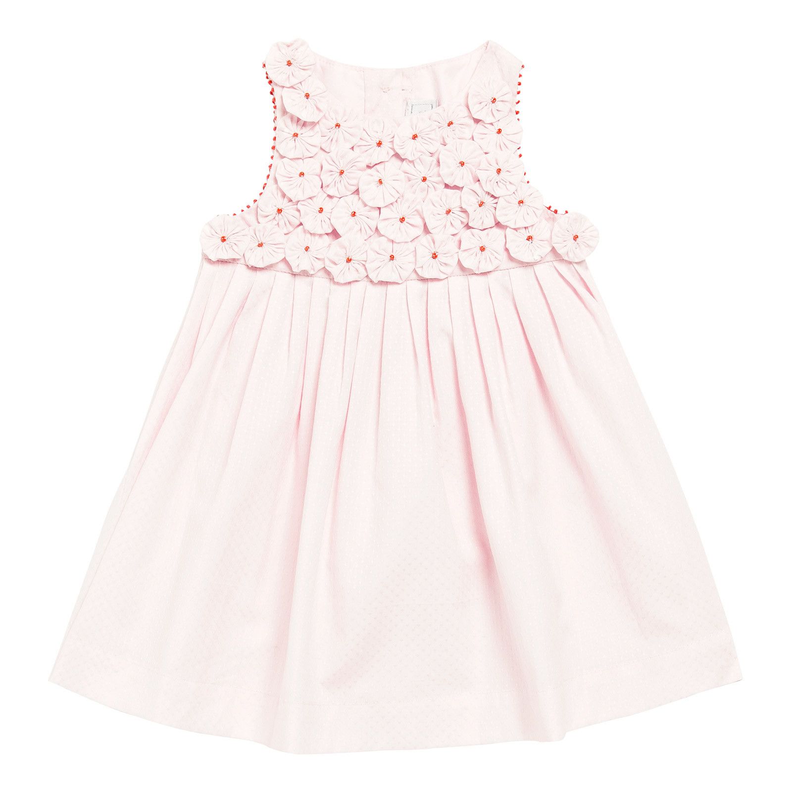 Baby Girls Light Pink Cotton Patch Flower Trims Pinafore Dress - CÉMAROSE | Children's Fashion Store