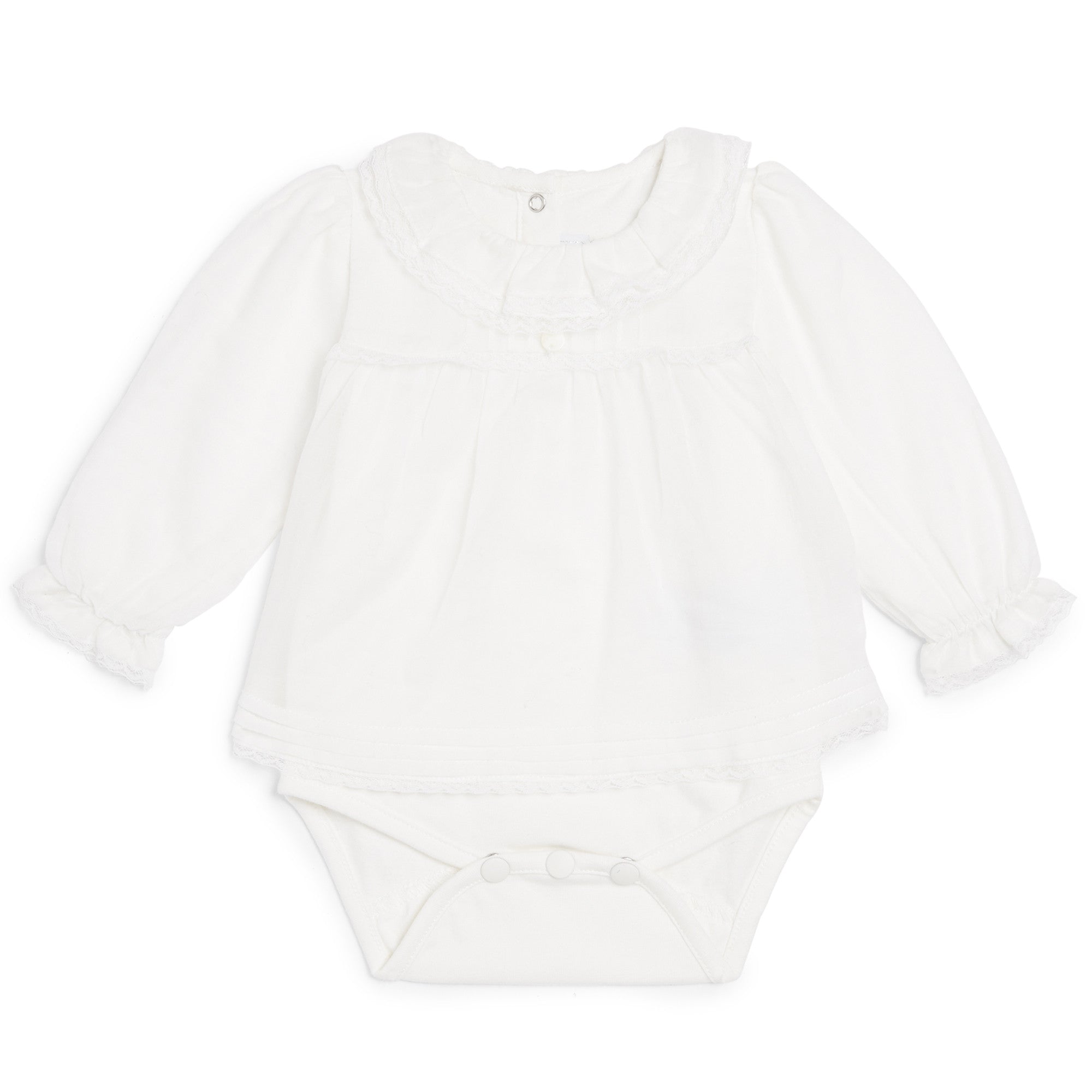 Baby Girls Ivory Lace Collar Cotton Bodysuit - CÉMAROSE | Children's Fashion Store