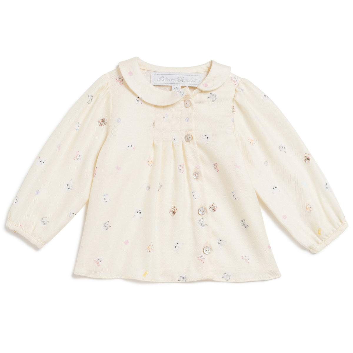 Baby Girls Beige Allover Printed Blouse - CÉMAROSE | Children's Fashion Store - 1