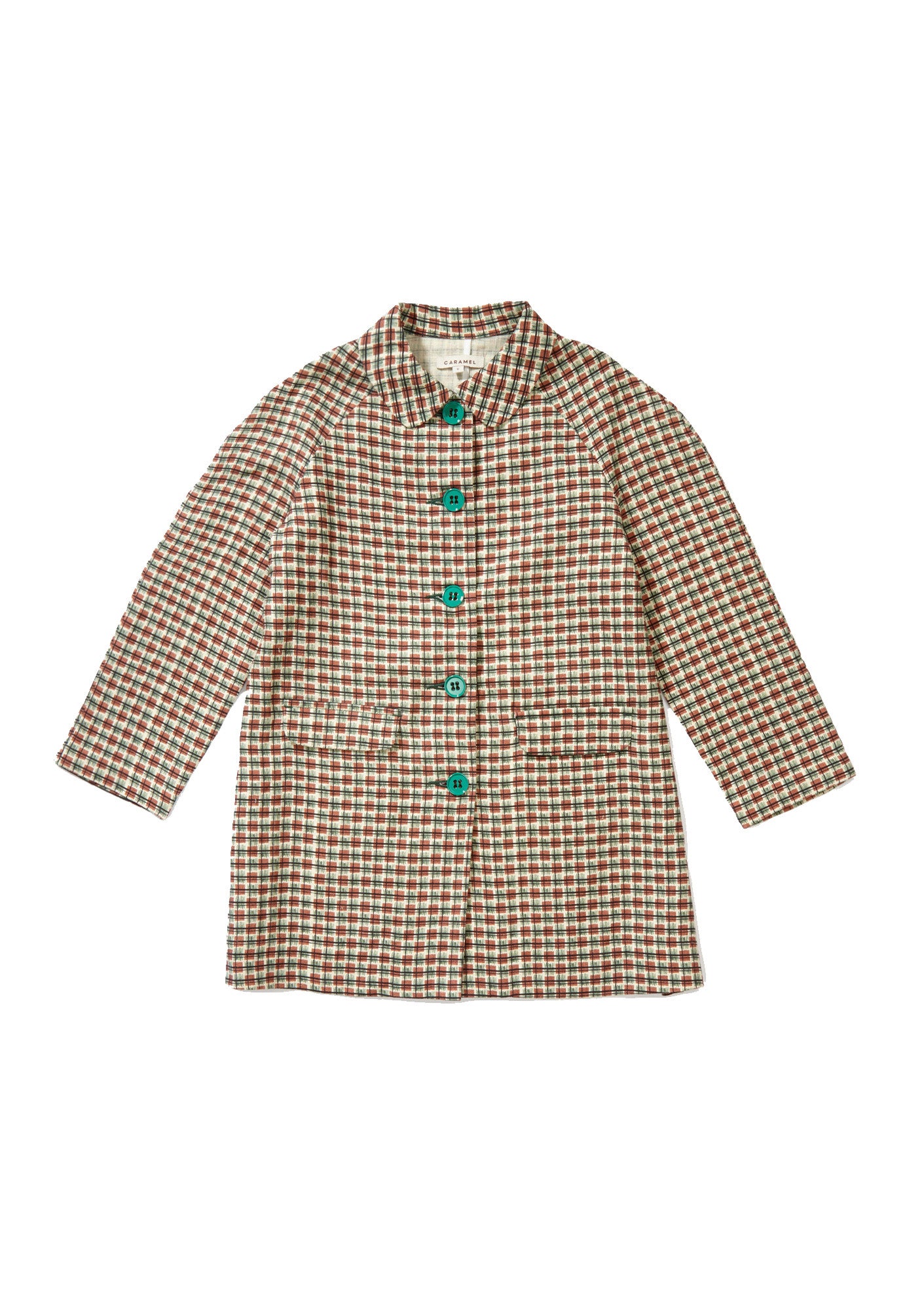 Girls Green Check Coat