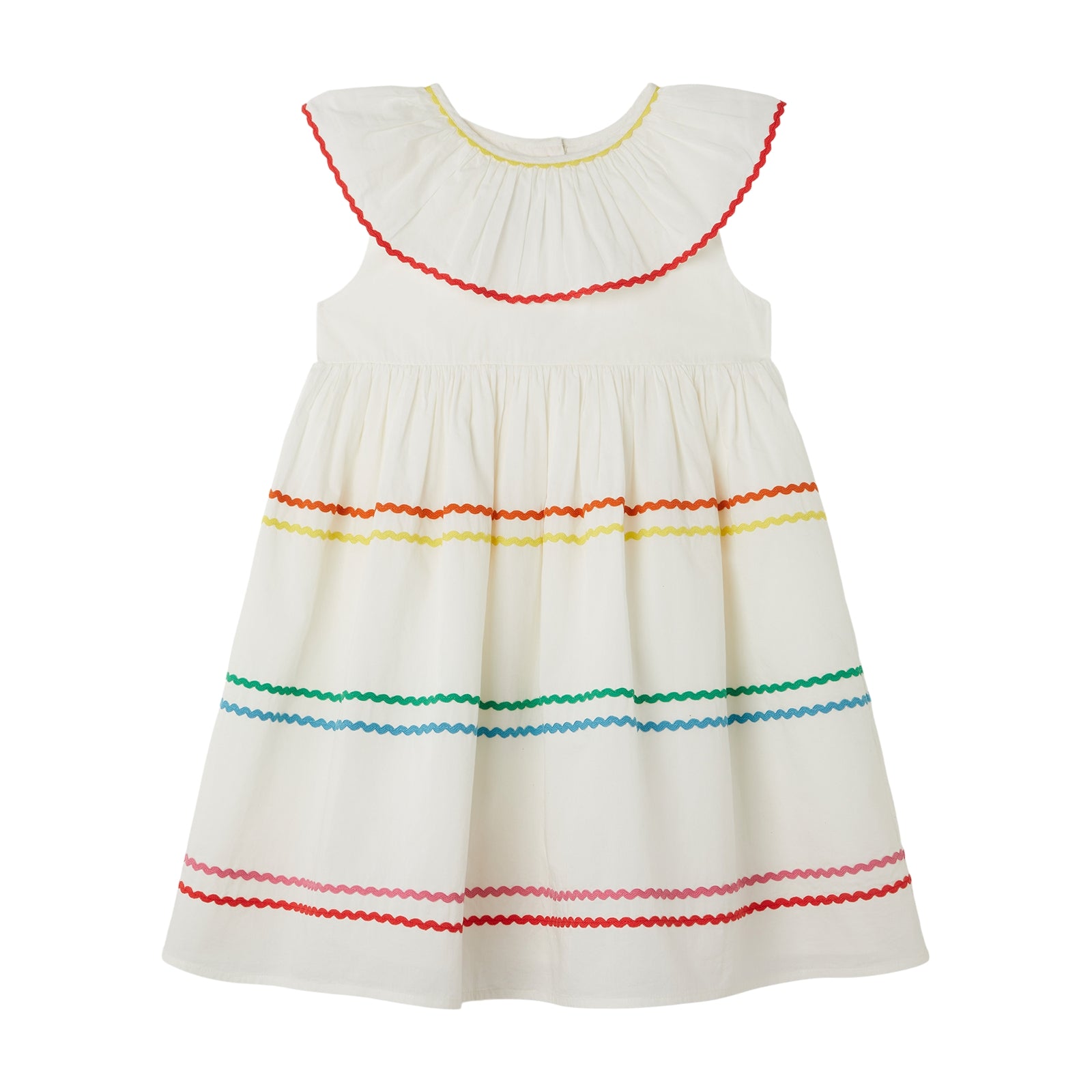 Girls White Ruffled Cotton Dress