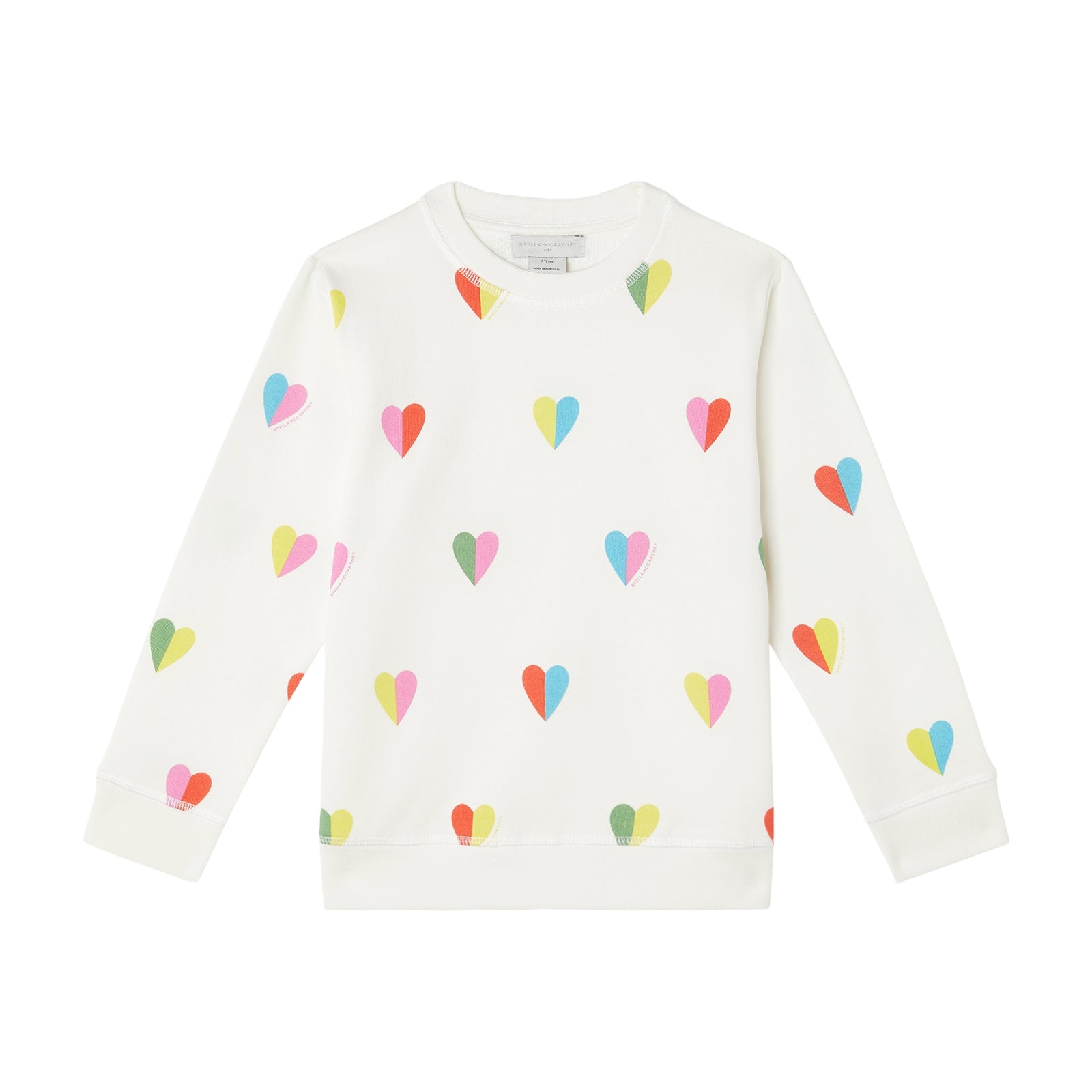 Girls White Heart Cotton Sweatshirt