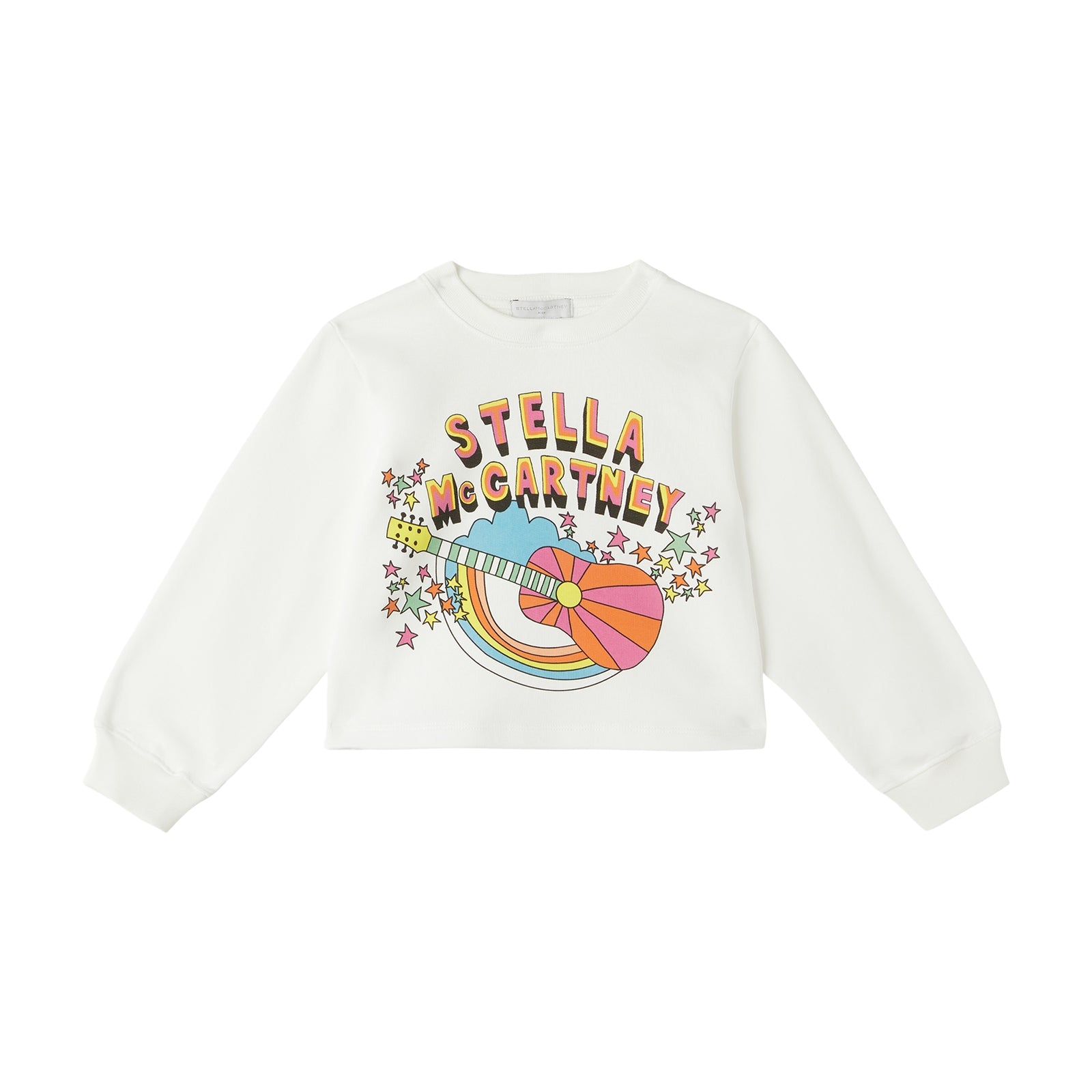 Girls White Printed Cotton Sweatshirt