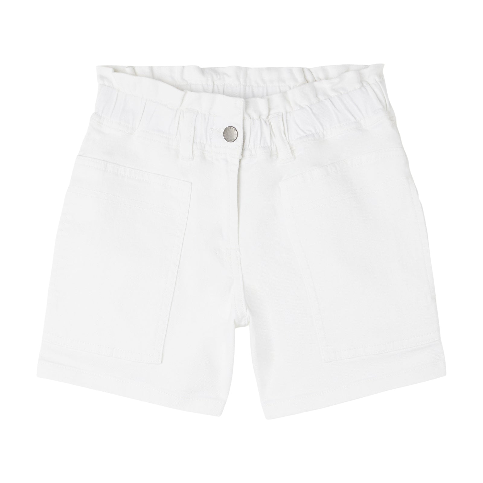 Girls White Cotton Shorts