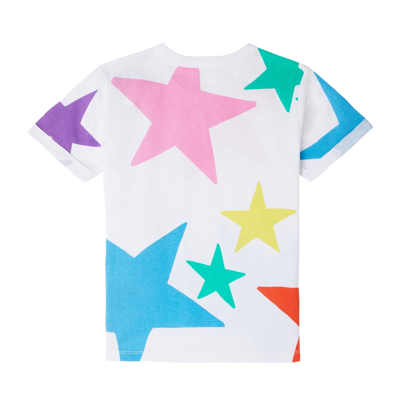 Girls White Star Cotton T-Shirt