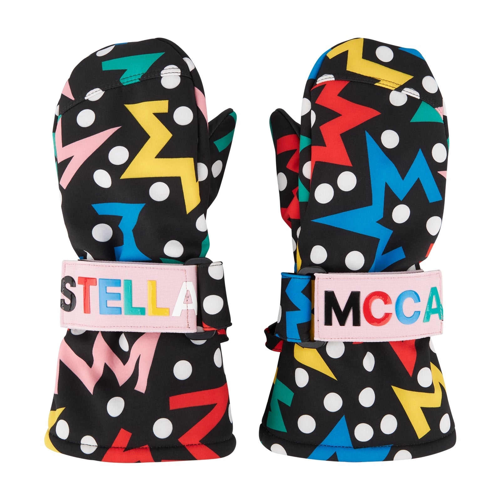 Girls Black Logo Snow Gloves