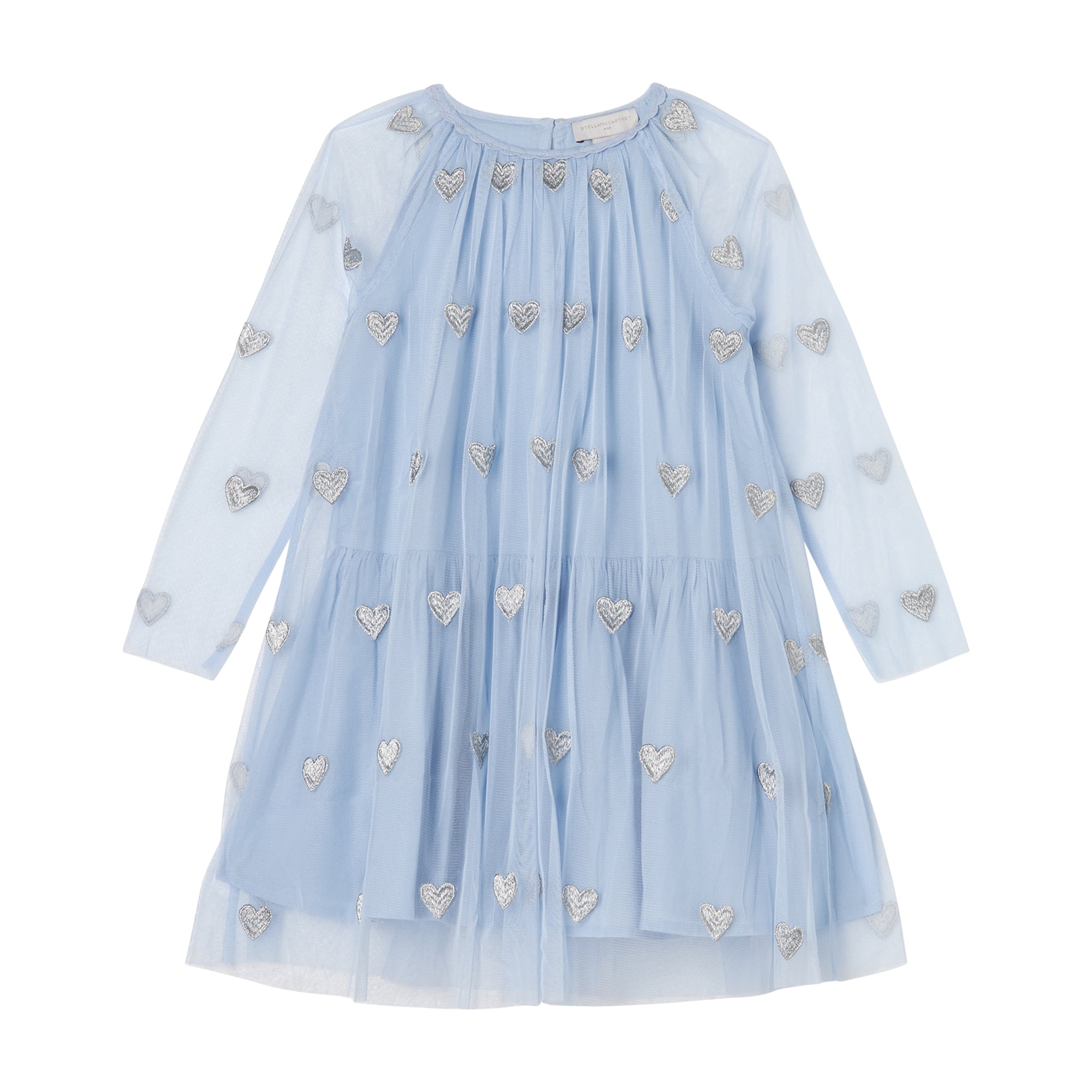Girls Light Blue Embroidered Dress