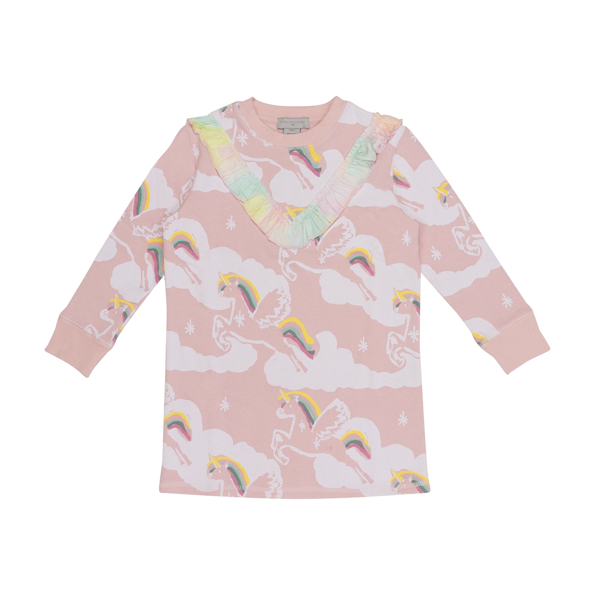 Girls Pink Printed Cotton Dress