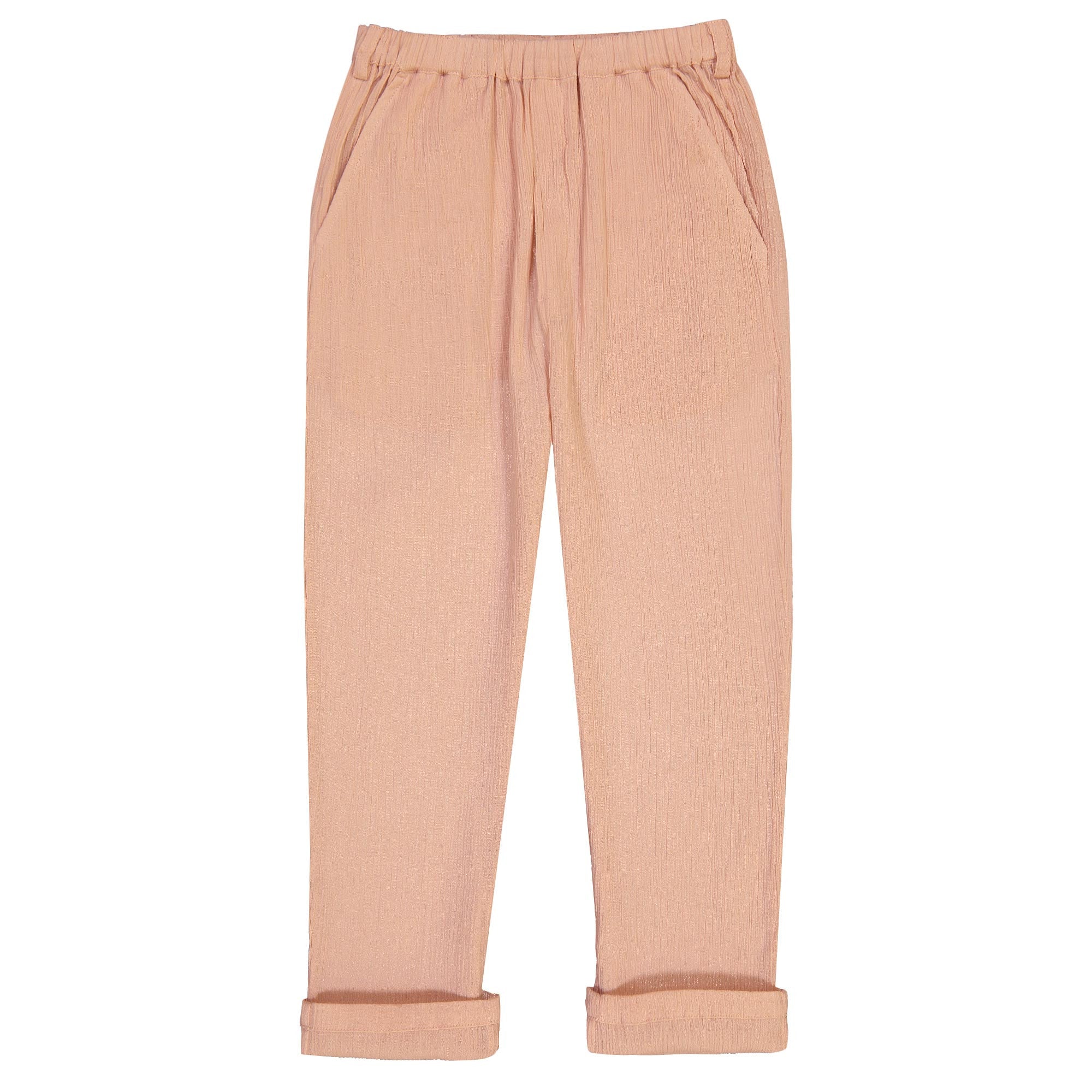 Girls Pink Crepe Cotton Trousers