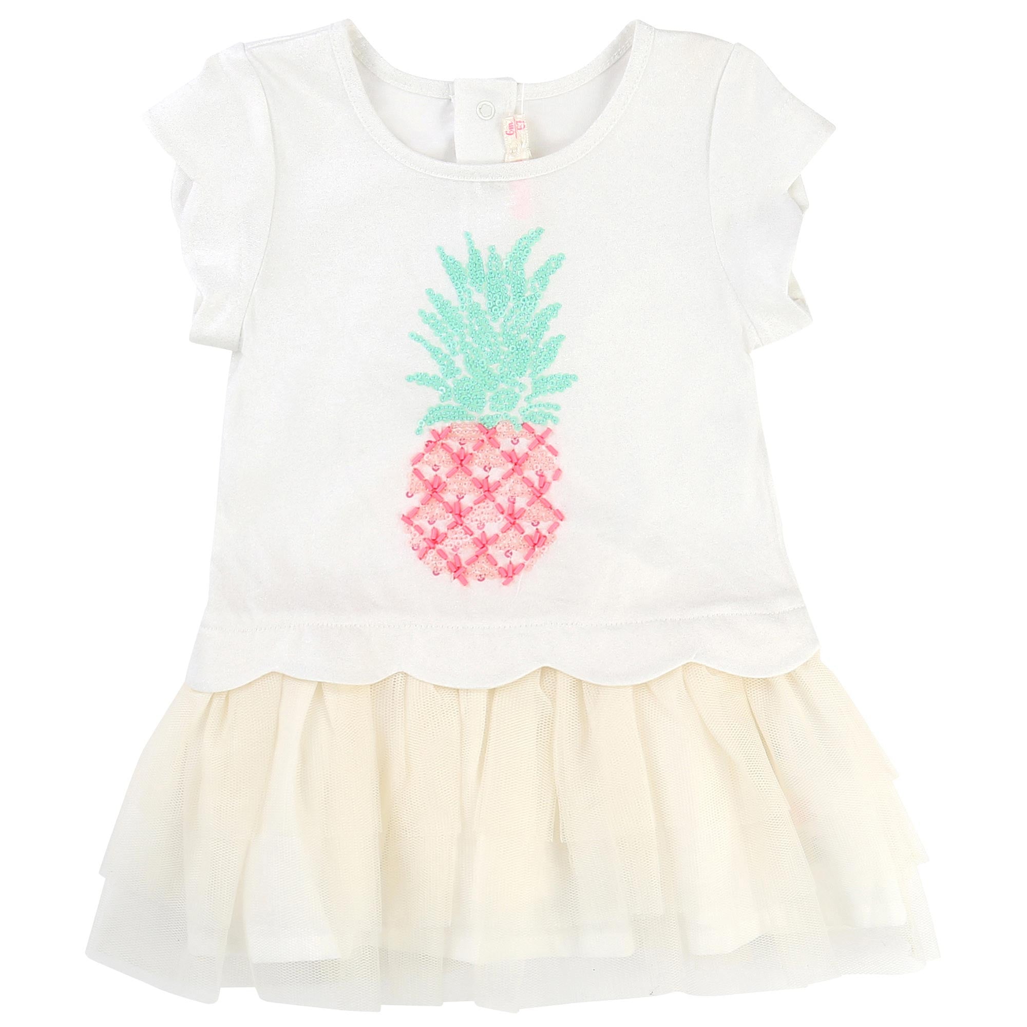 Baby Girls White Jersey & Tulle Dress