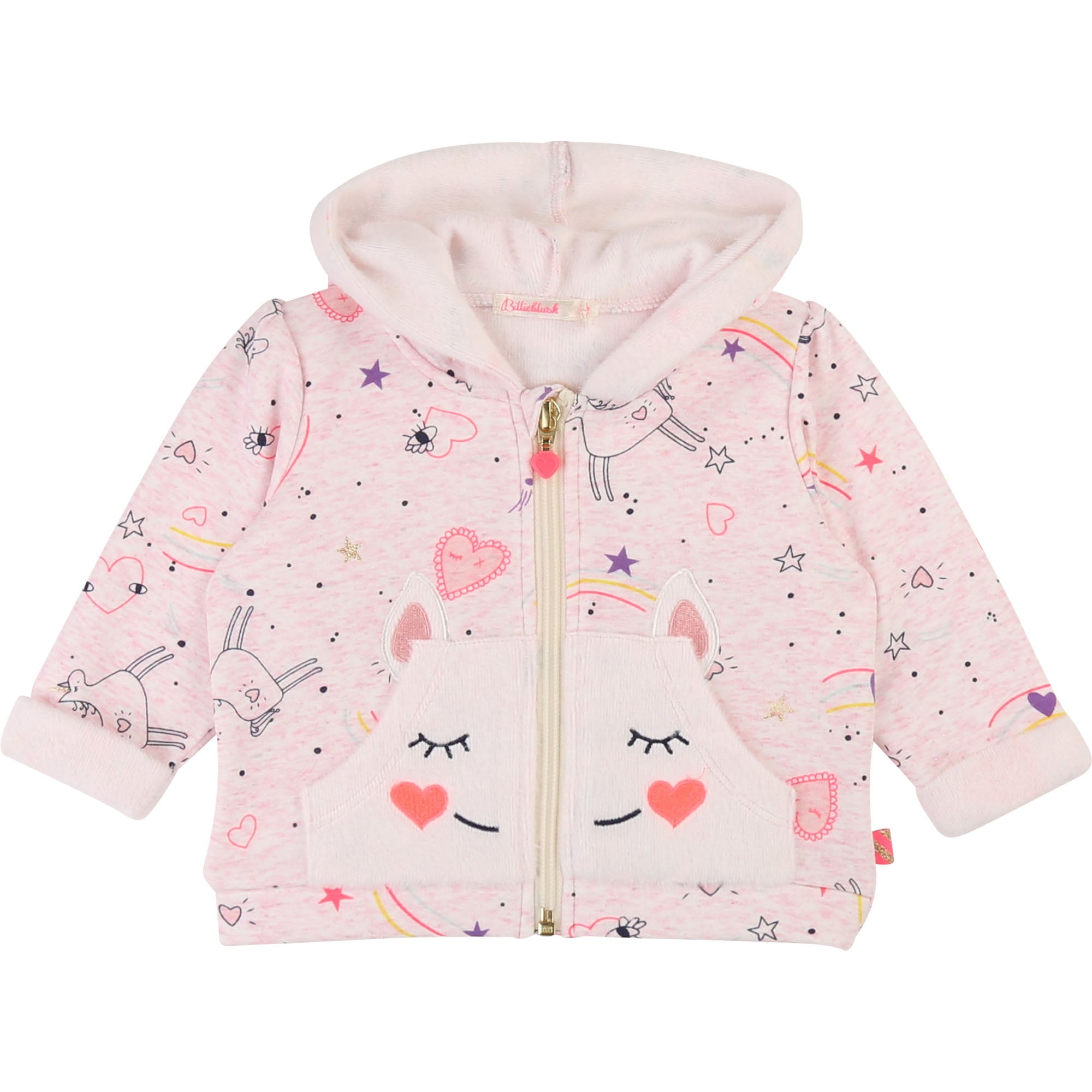 Baby Girls Pink Printed Cardigan