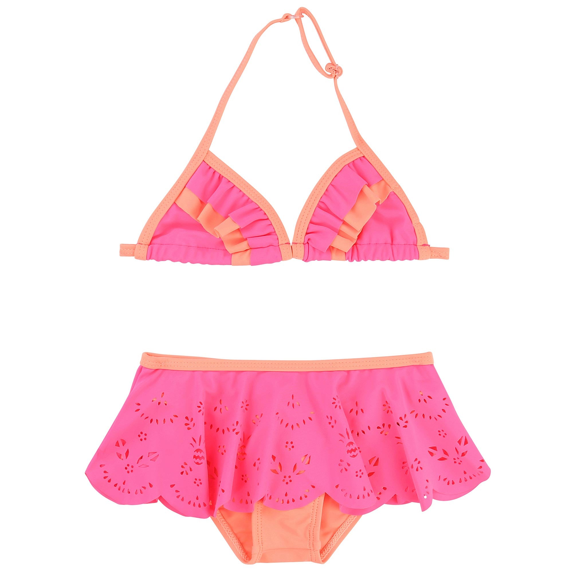 Girls Neon Pink & Orange Bikini