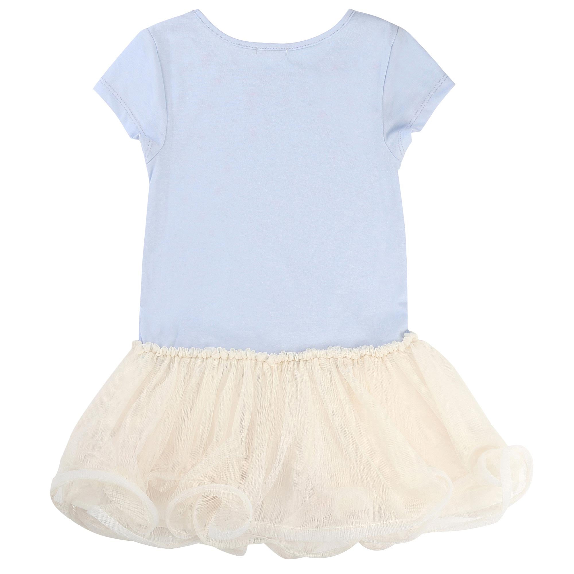 Girls Blue Jersey & Ivory Tulle Dress
