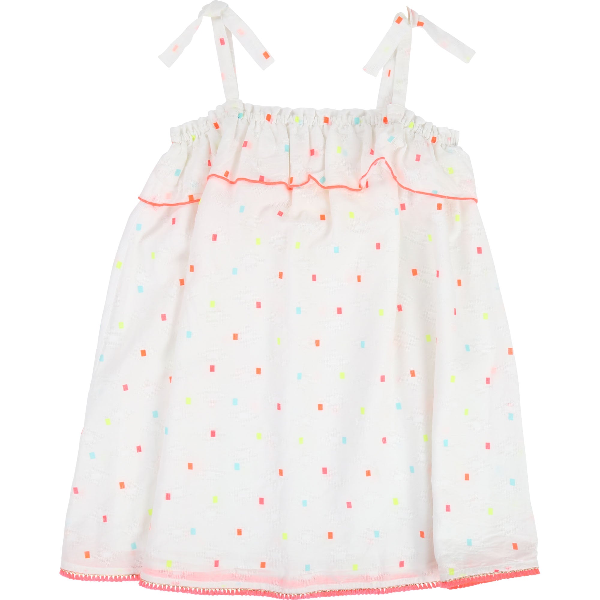Girls White Cotton Straps Dress