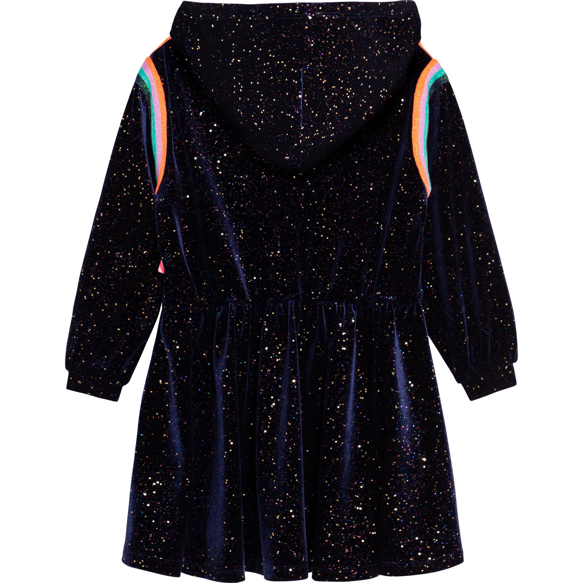 Girls Blue Glitter Hooded Dress