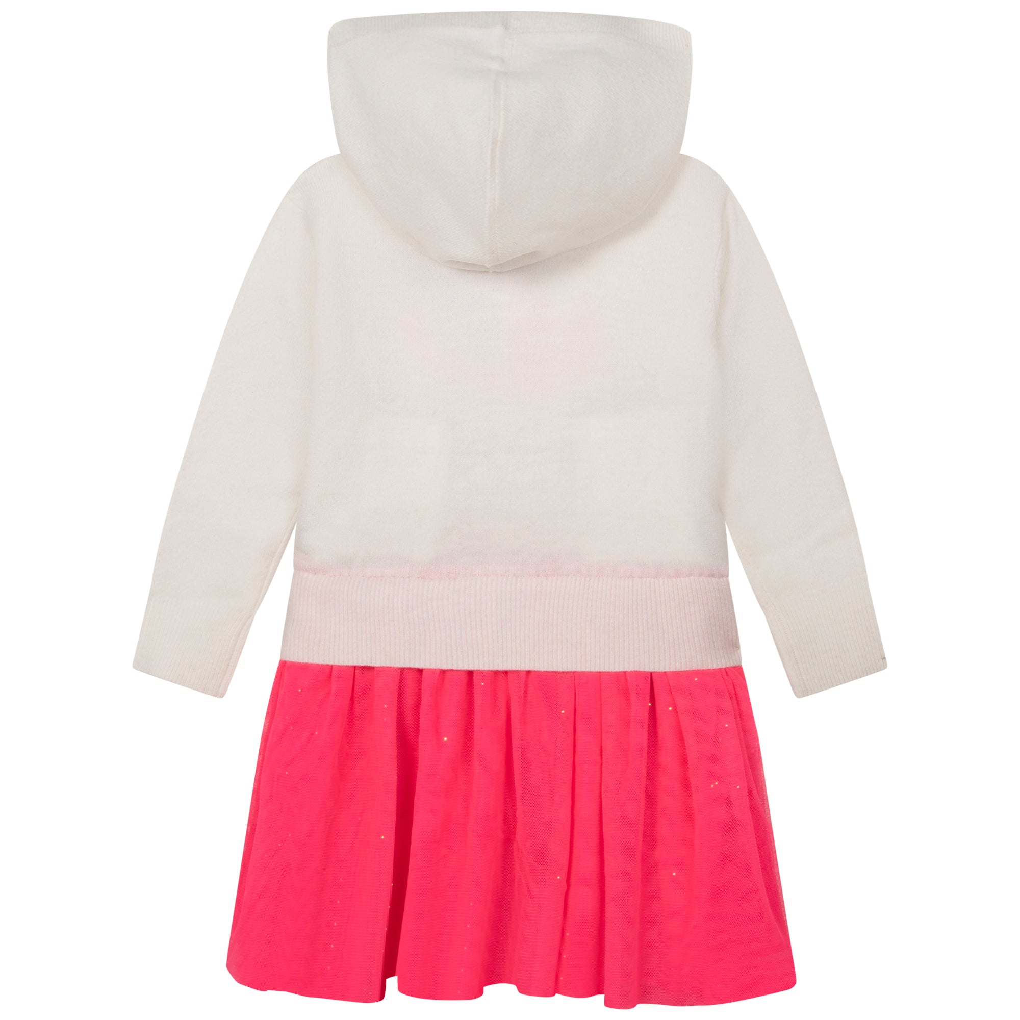 Girls White Printed Hooded Dress