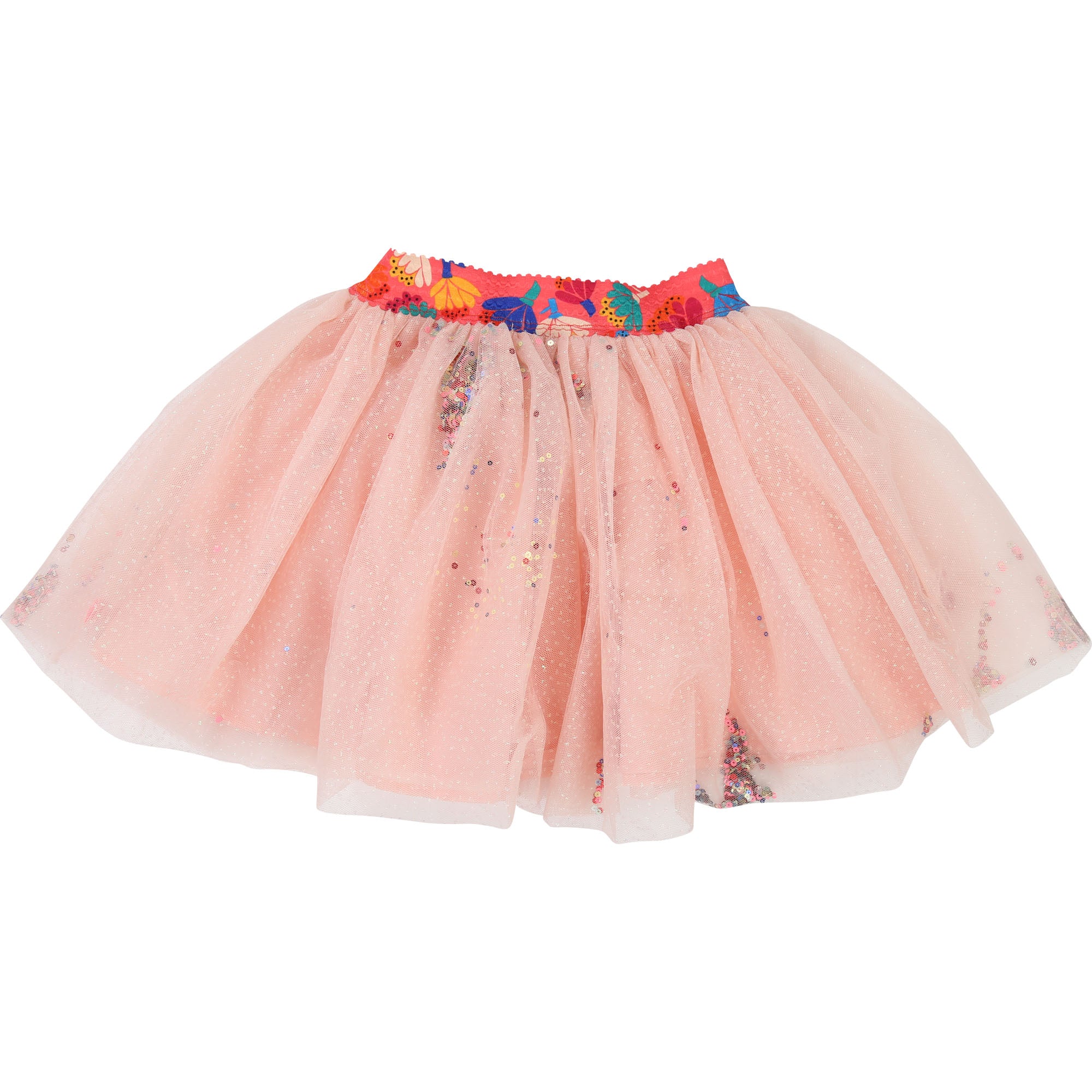 Girls Pink Embroidered Skirt