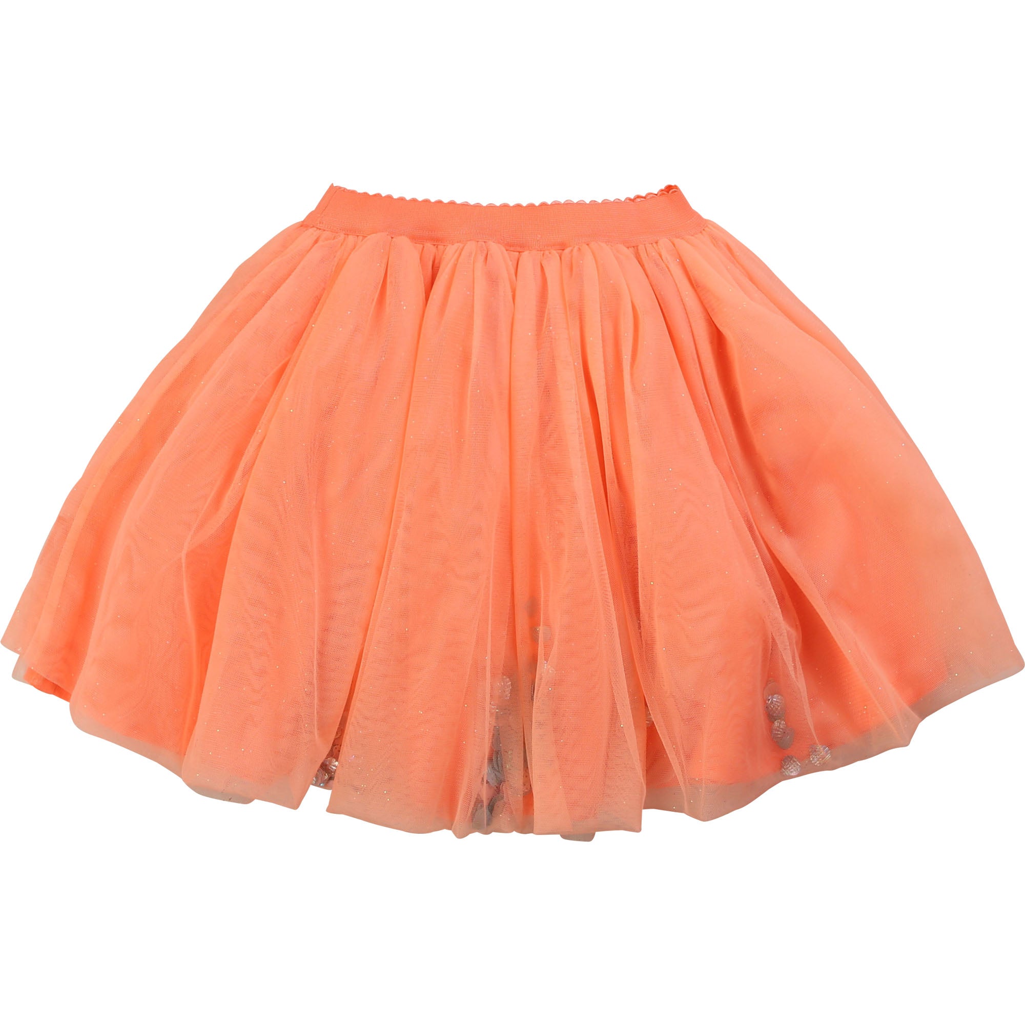 Girls Orange Printed Tulle Skirt