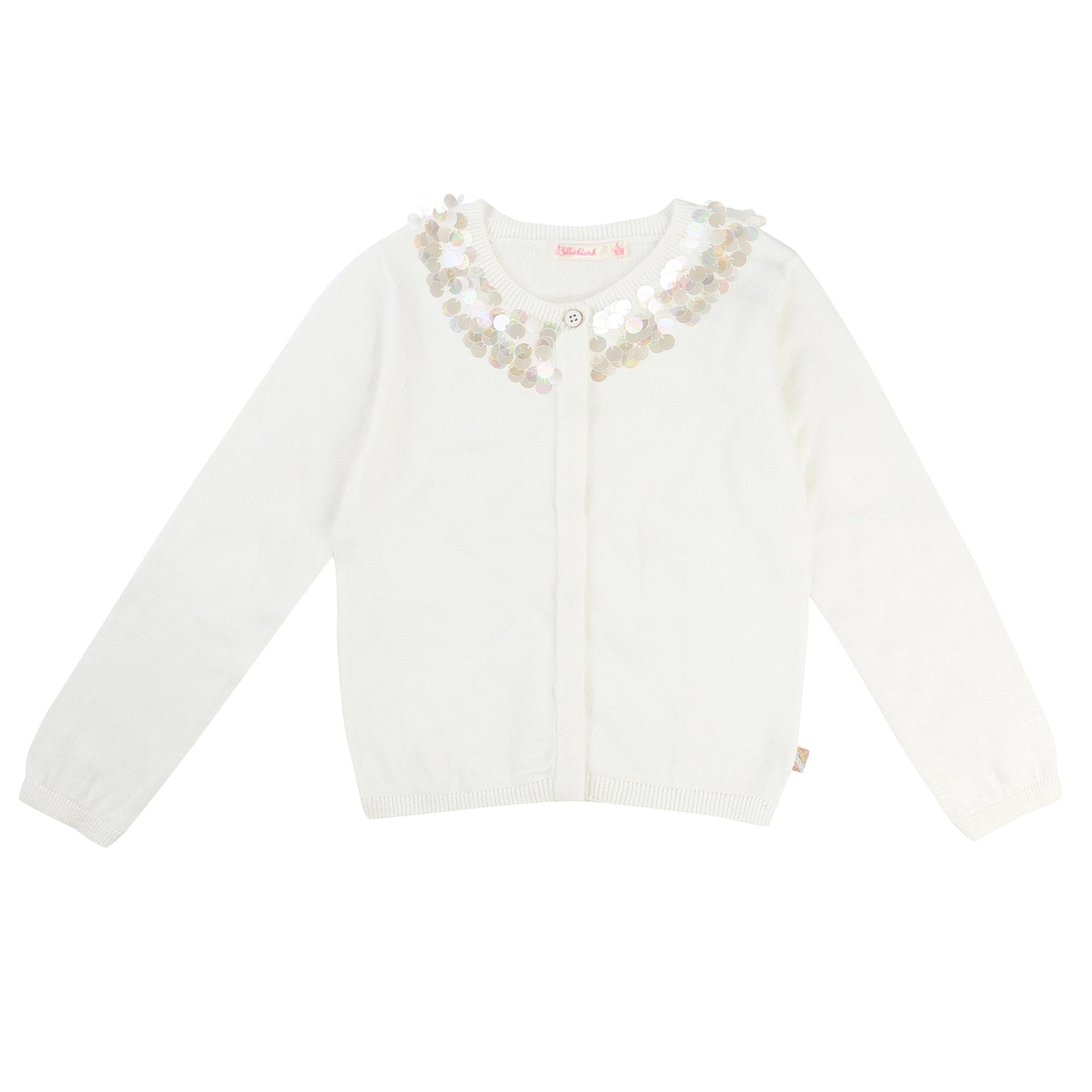 Girls White Cotton Knit Cardigan