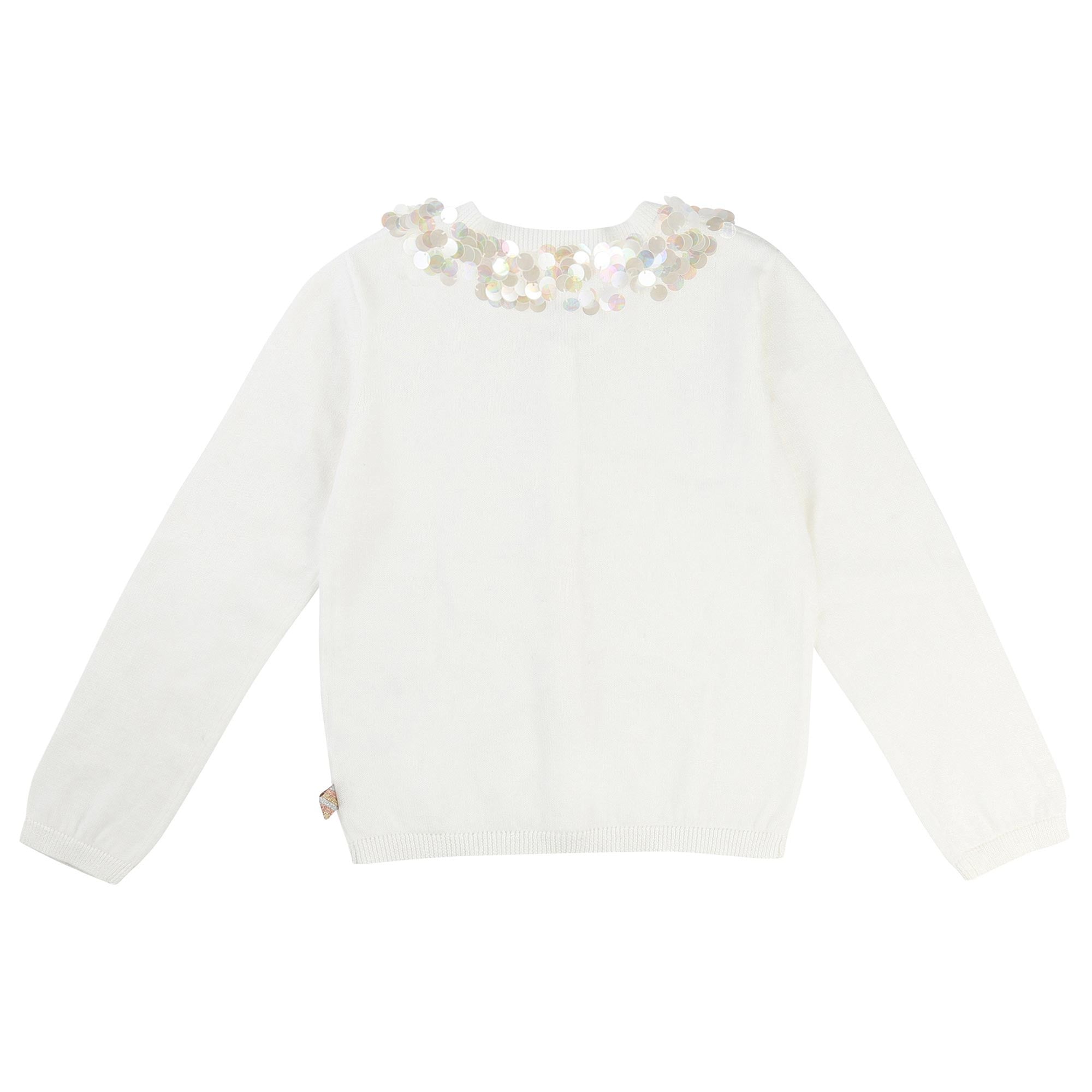 Girls White Cotton Knit Cardigan