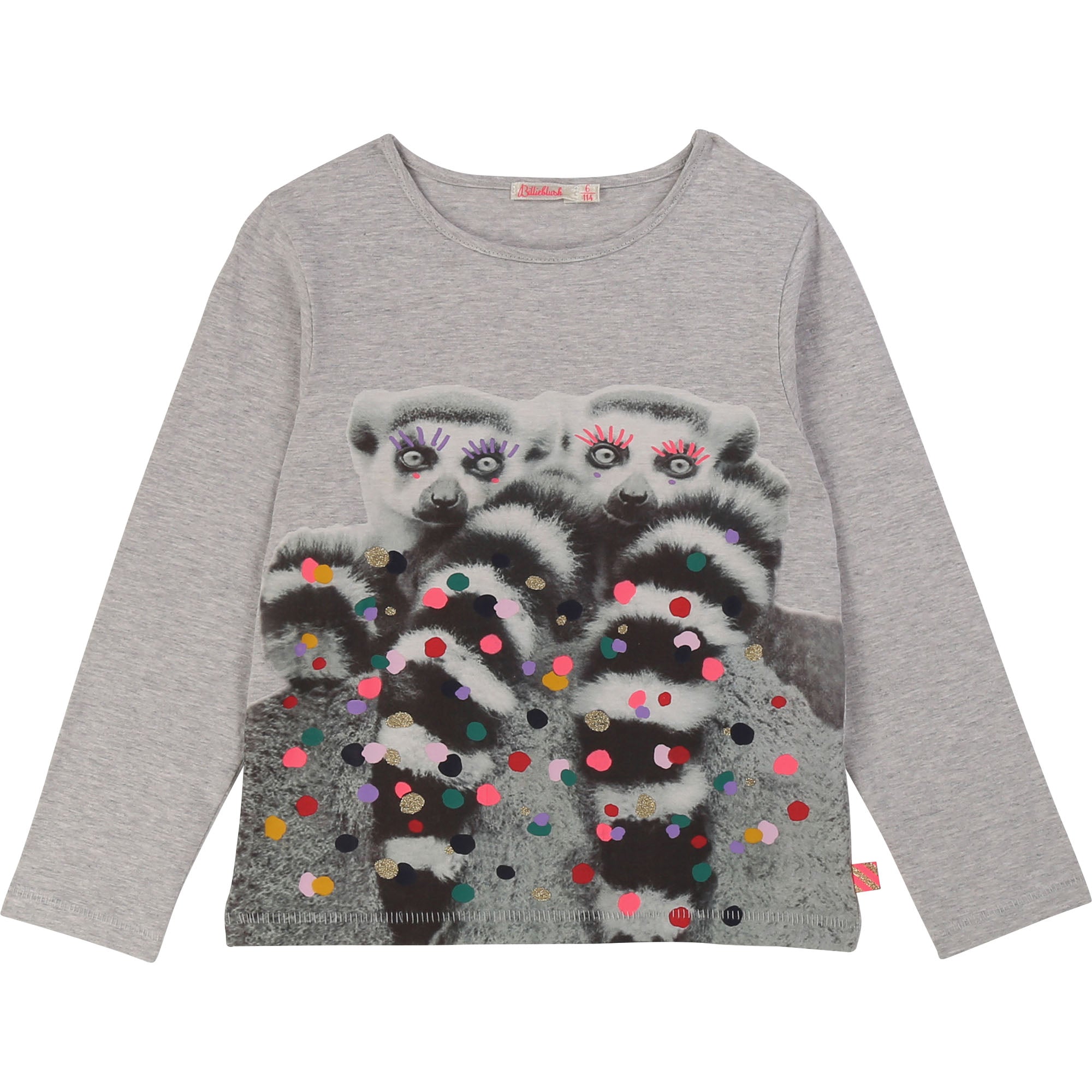Girls Grey panda Cotton T-shirt