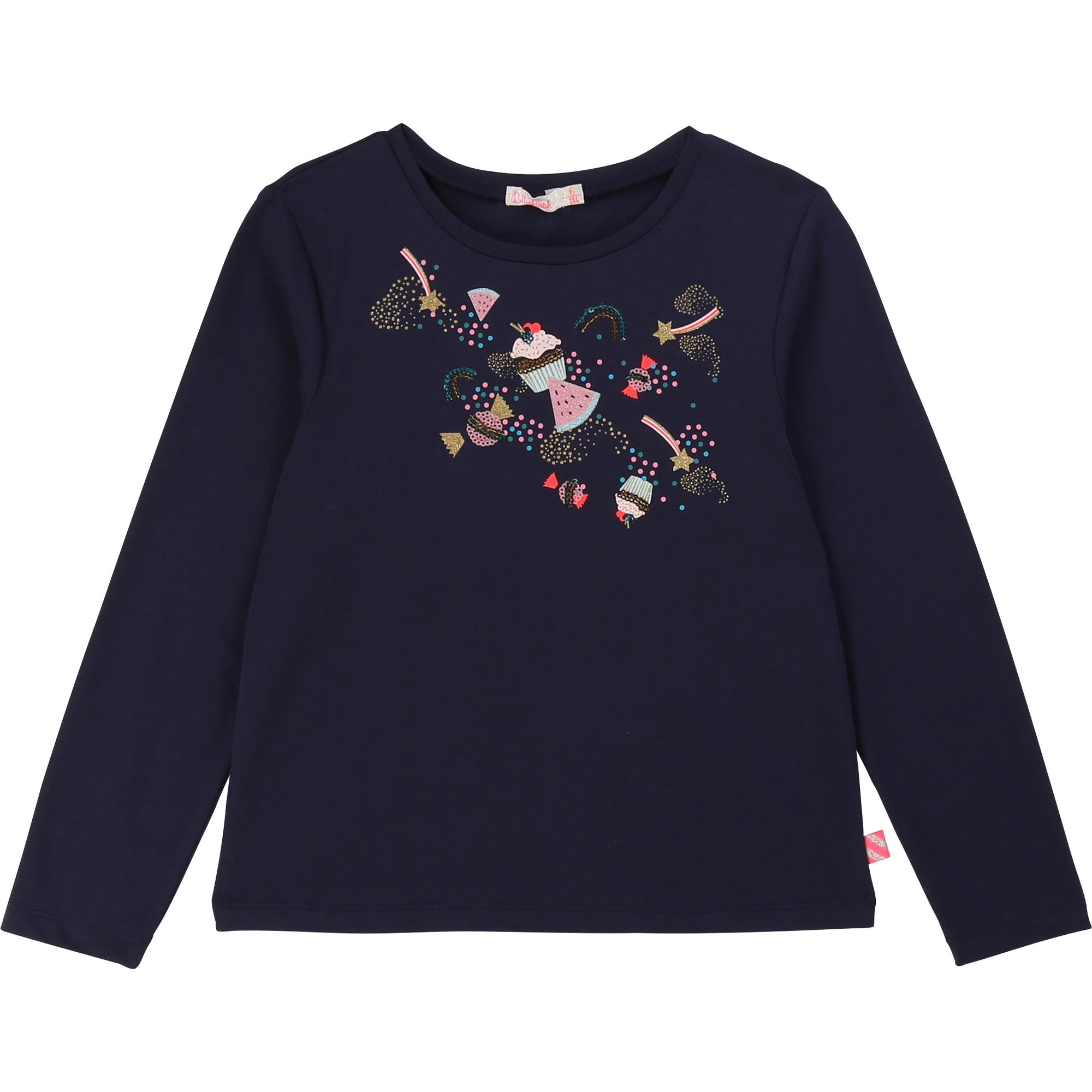Girls Blue Printing Cotton T-shirt