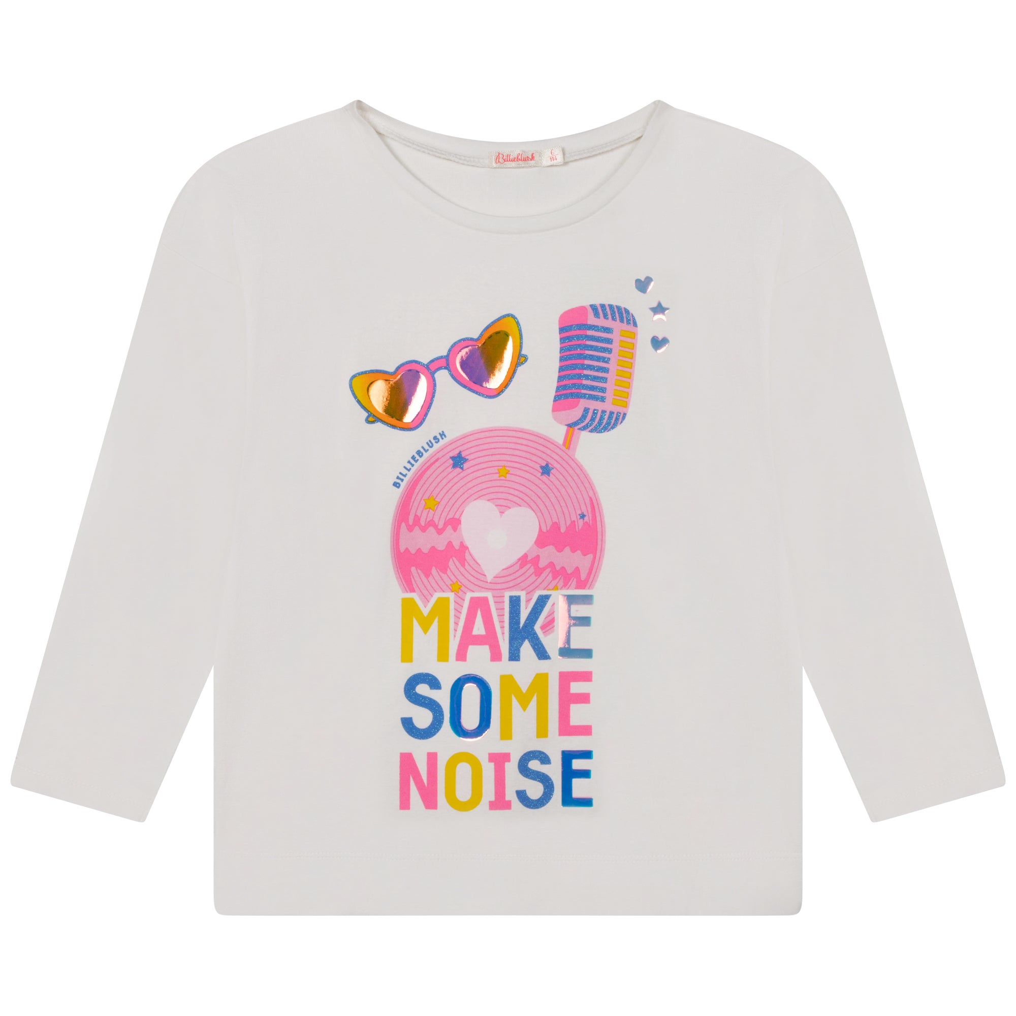 Girls White Printed Cotton T-Shirt