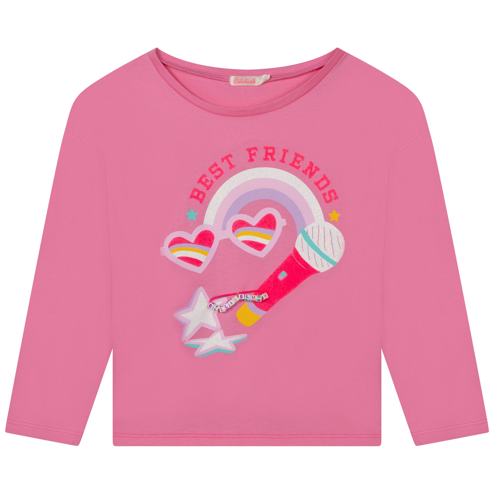 Girls Pink Printed Cotton T-Shirt