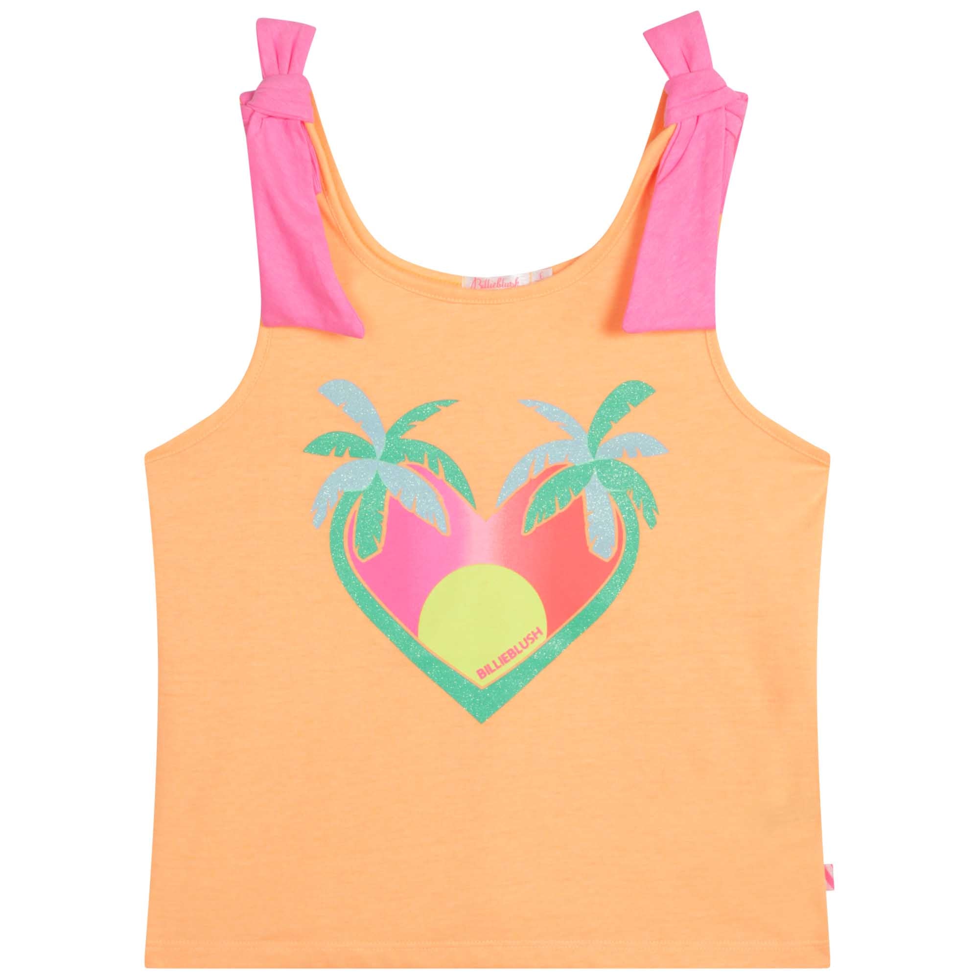 Girls Orange Printed Vest