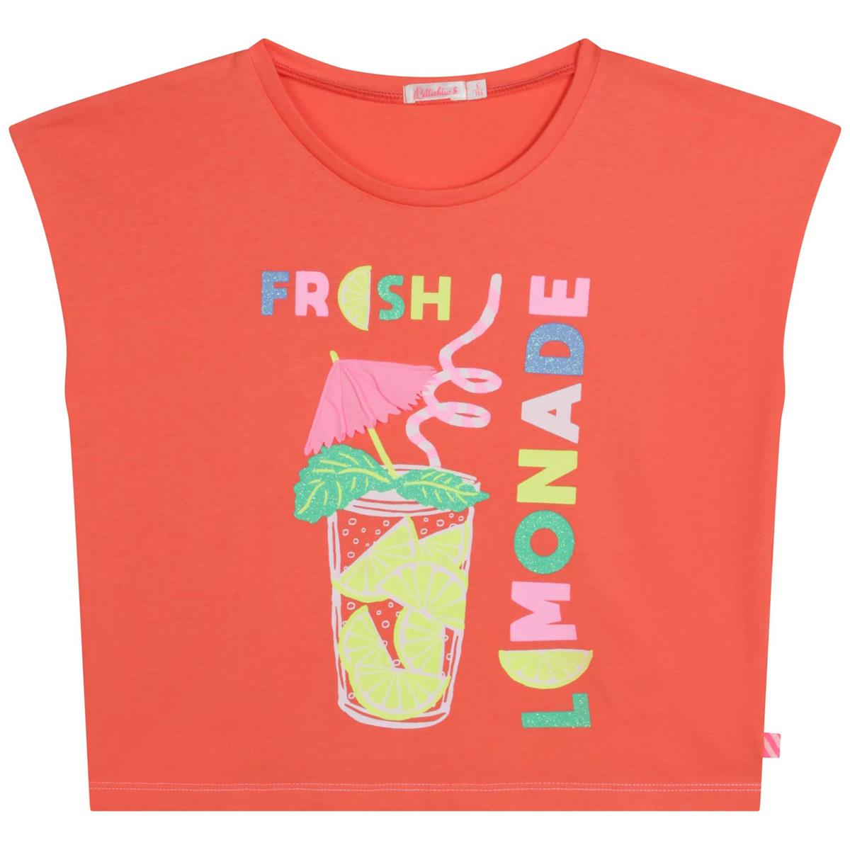 Girls Orange Printed T-Shirt