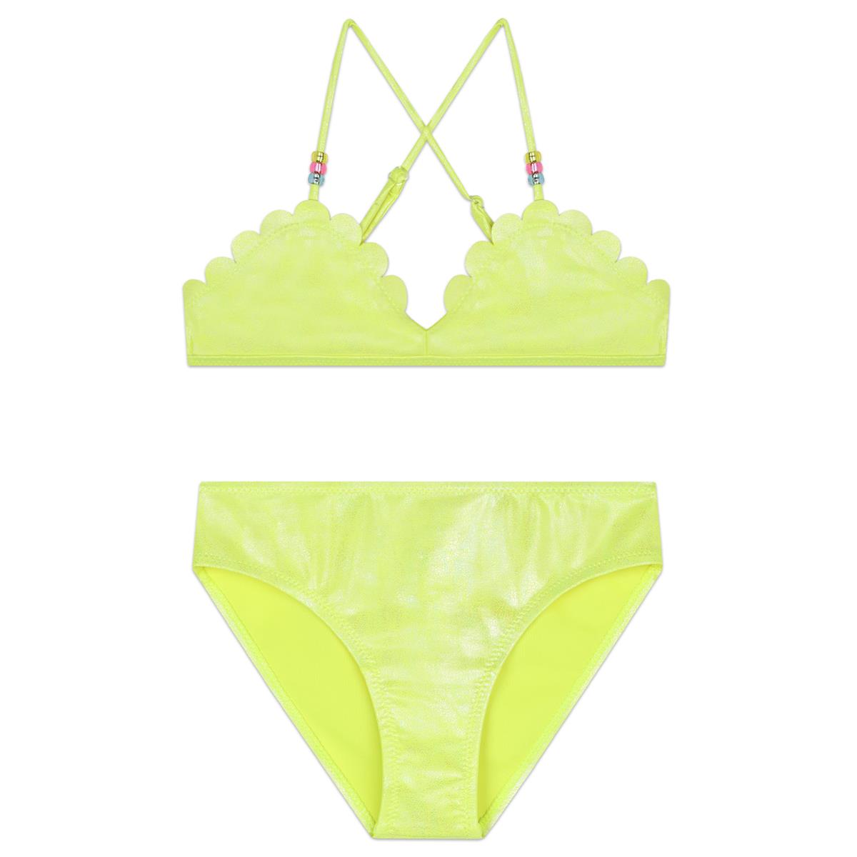 Girls Fluo Yellow Swimsuit