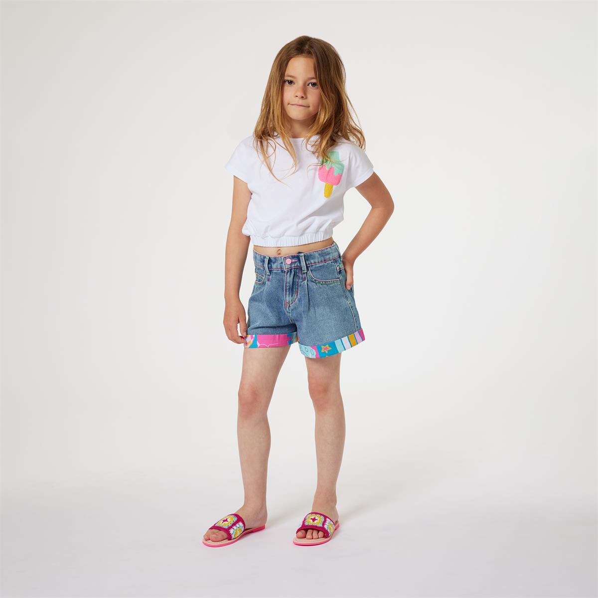 Girls White Cotton T-Shirt