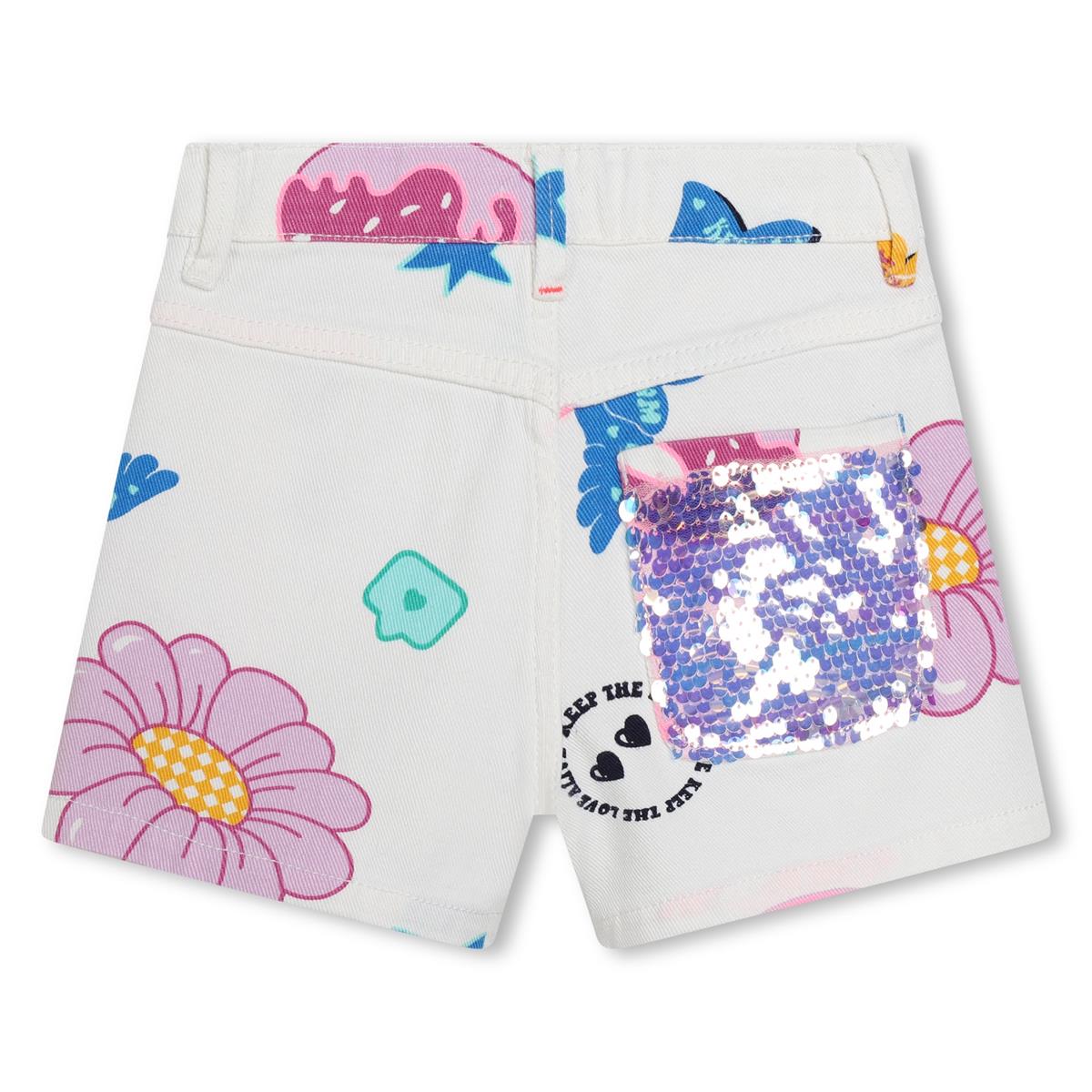 Girls White Printed Shorts