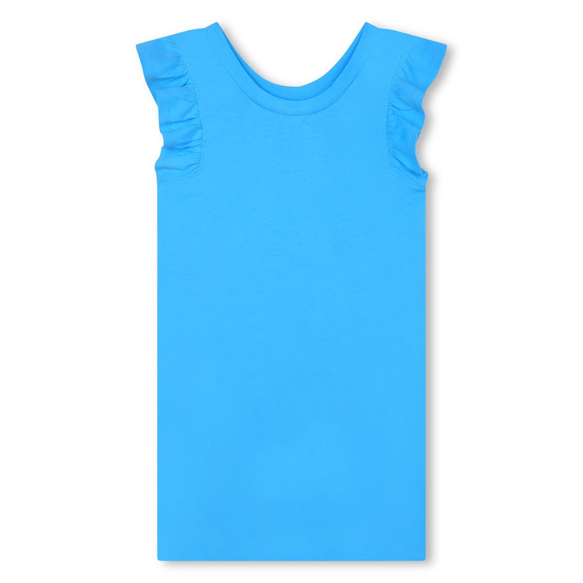 Girls Blue Printed Cotton Dress