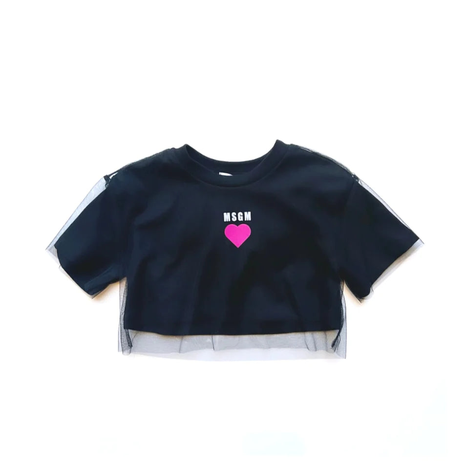 Girls Black Logo Cotton T-Shirt