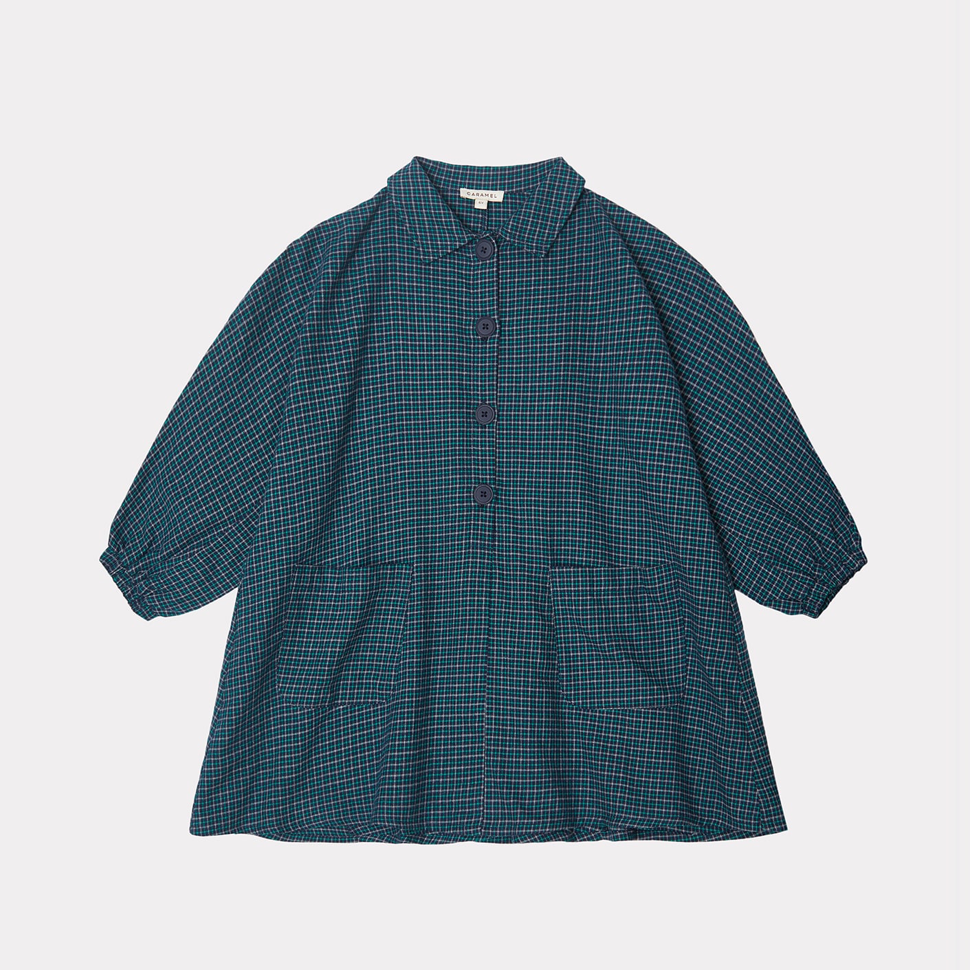 Girls Blue Check Cotton Dress
