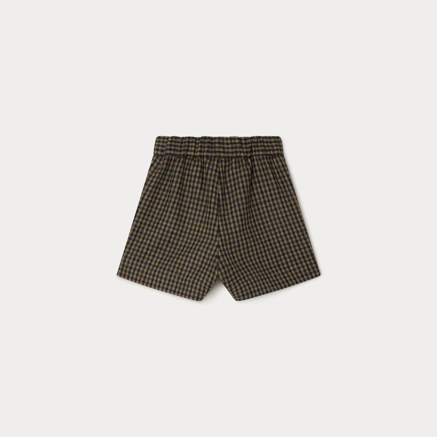 Girls Khaki Check Wool Shorts