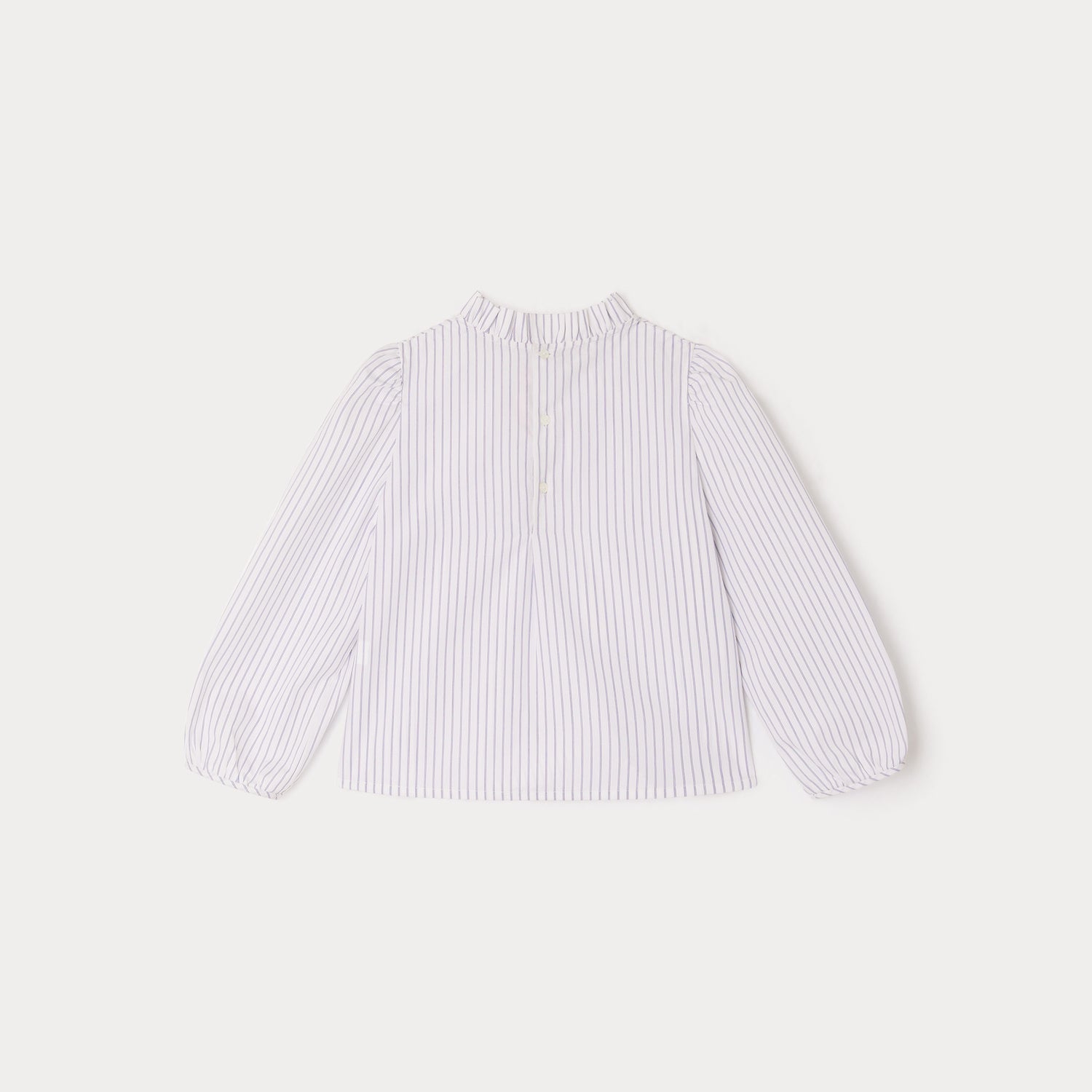 Girls White Stripes Cotton Shirt
