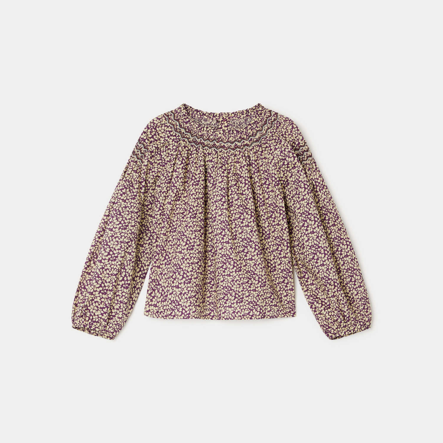 Girls Purple Floral Cotton Top
