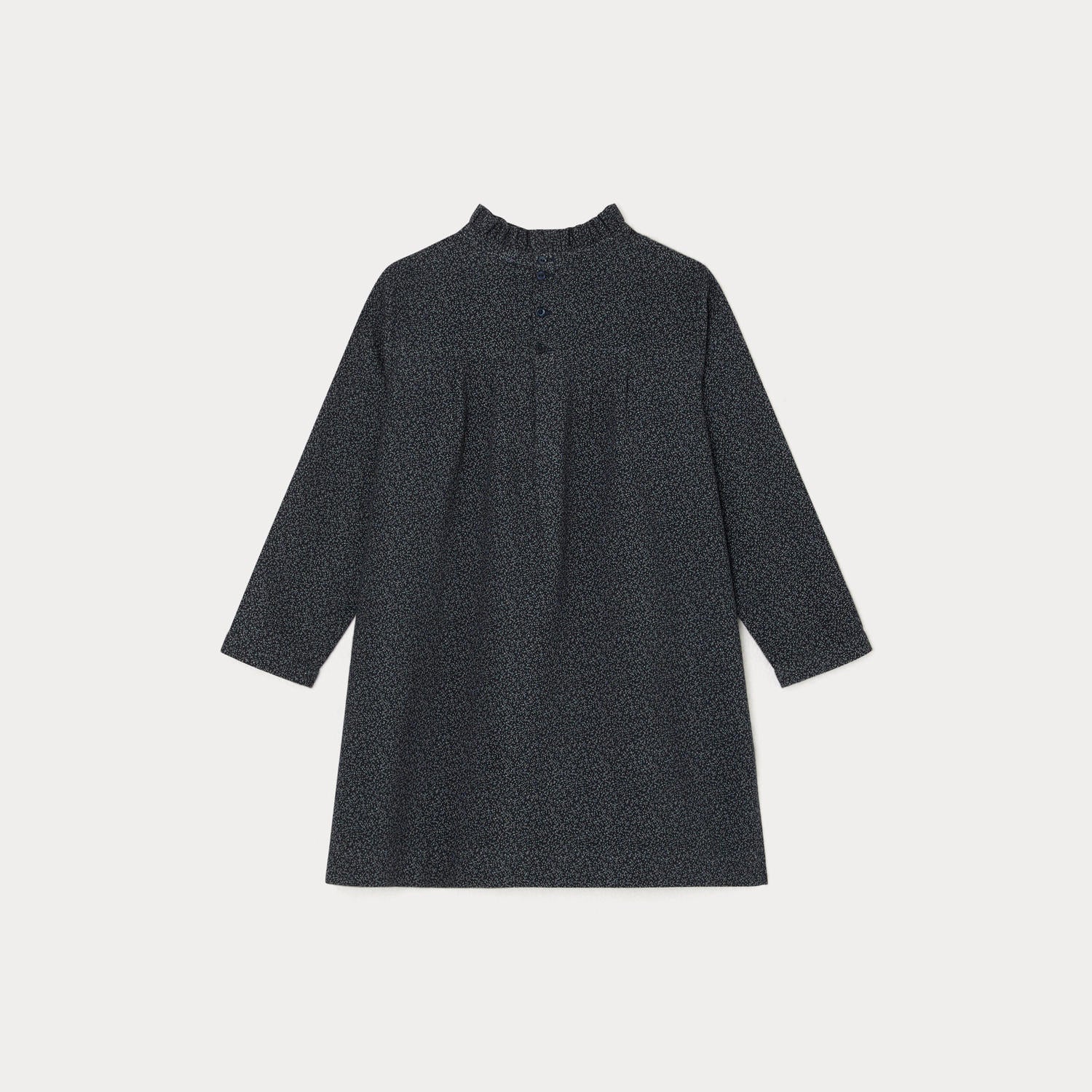 Girls Dark Grey Printed Cotton Dress